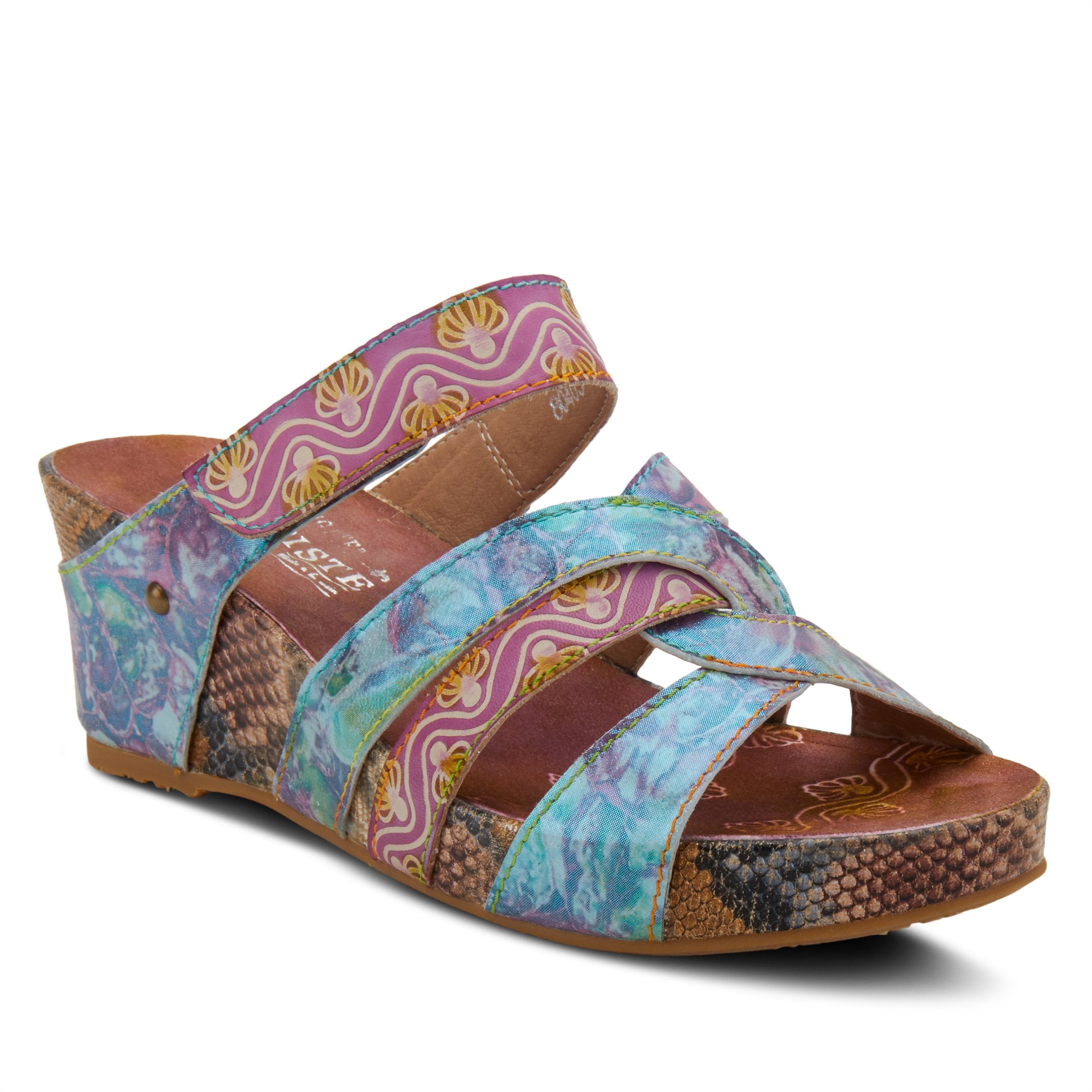 L'Artiste L'ARTISTE PINRIYO SLIDE SANDAL sandal in orange with handcrafted leather design
