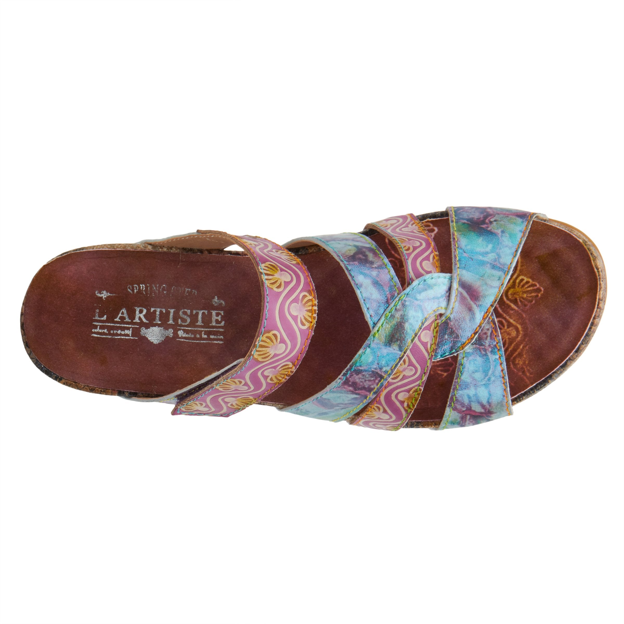 L'Artiste L'ARTISTE PINRIYO SLIDE SANDAL sandal in lilac with handcrafted leather design