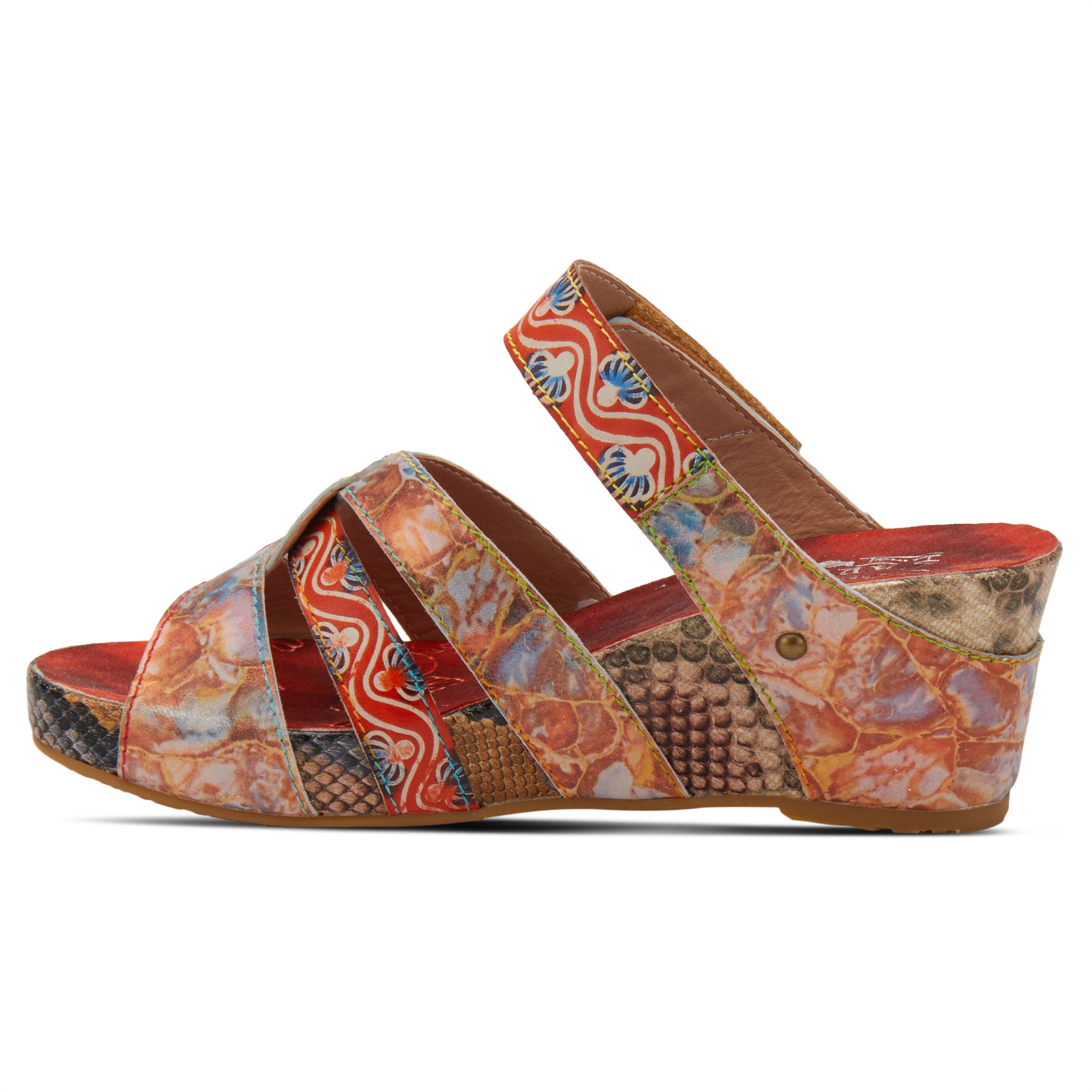 L'Artiste L'ARTISTE PINRIYO SLIDE SANDAL sandal in orange with handcrafted leather design