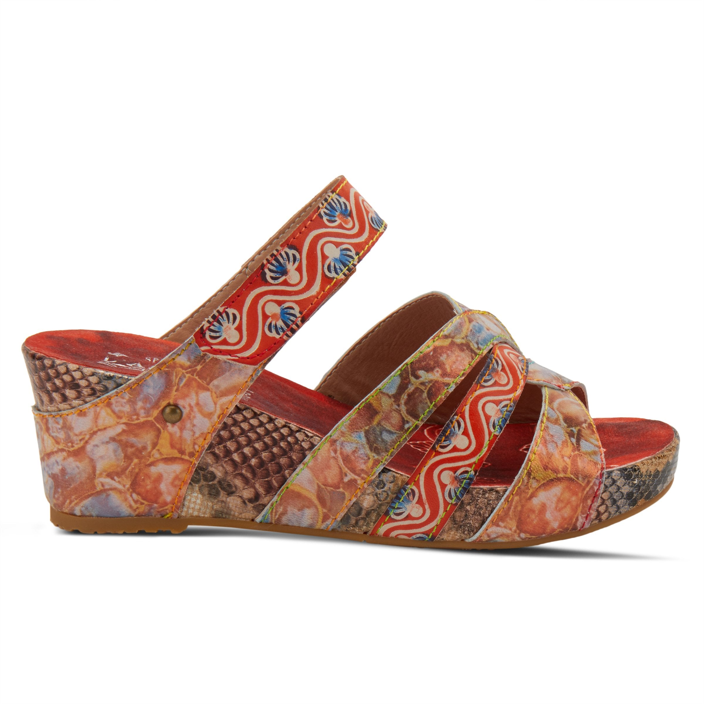 L'Artiste L'ARTISTE PINRIYO SLIDE SANDAL sandal in orange with handcrafted leather design