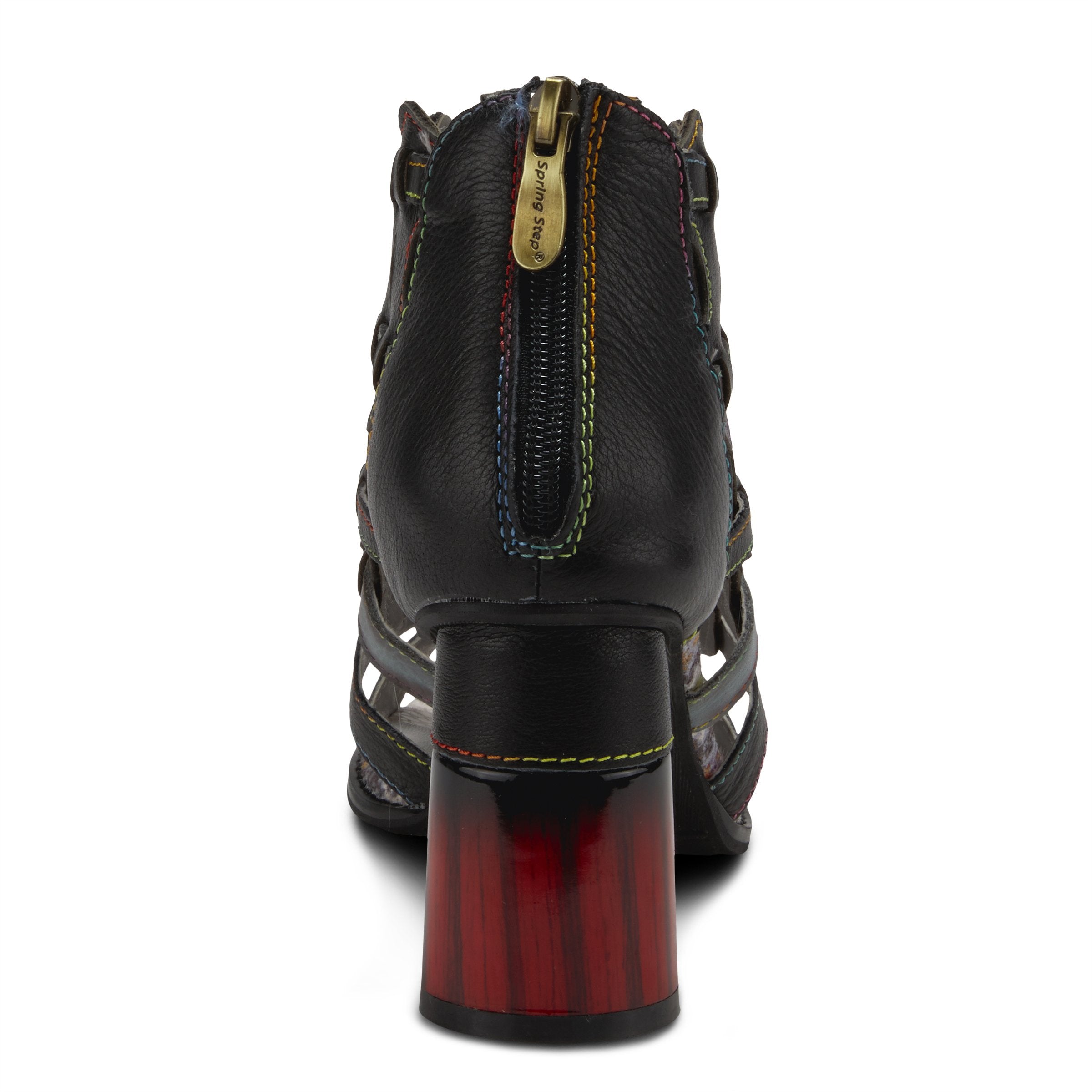 L'Artiste L'ARTISTE PLATIUM ANKLE STRAP SANDAL sandal in black multi with handcrafted leather design