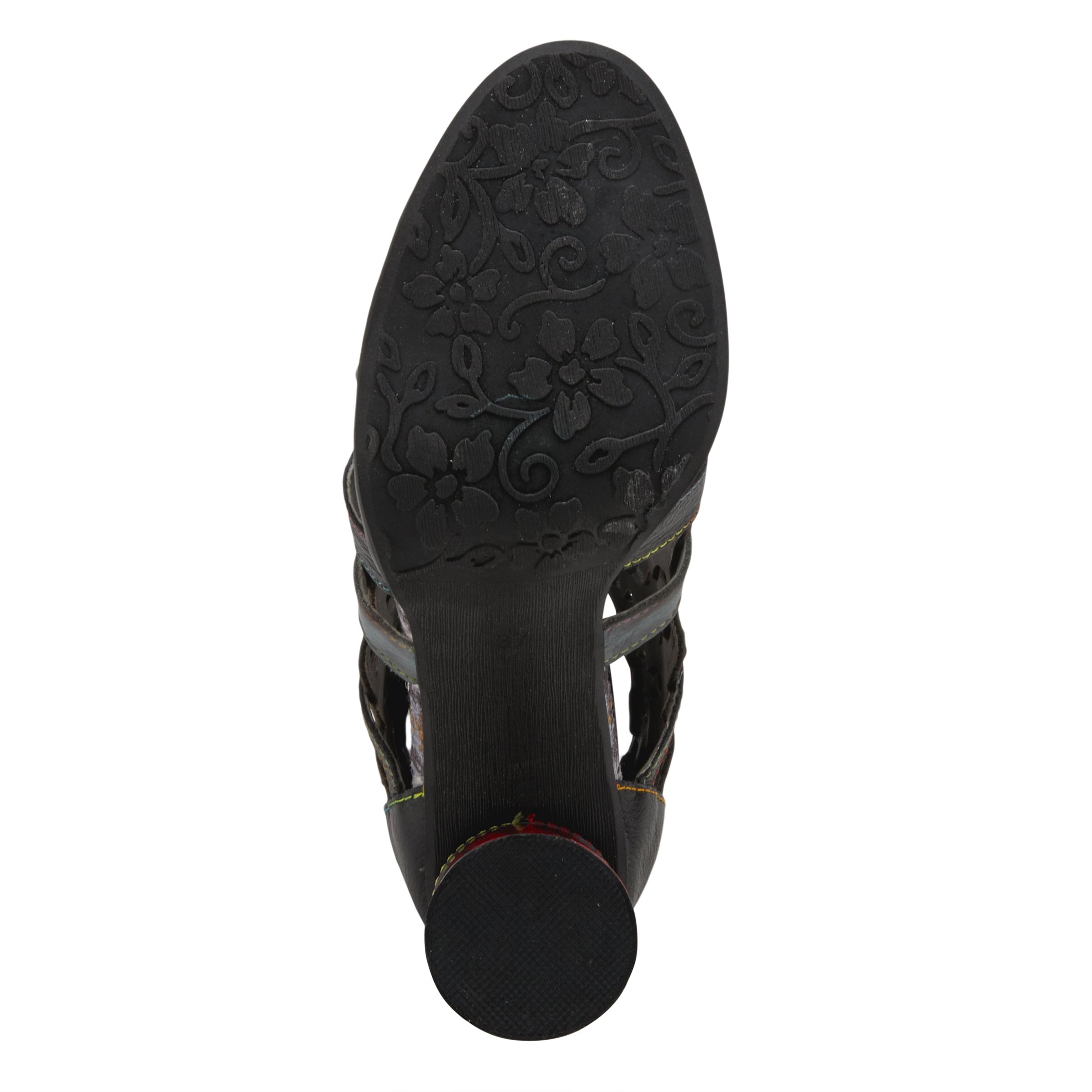L'Artiste L'ARTISTE PLATIUM ANKLE STRAP SANDAL sandal in black multi with handcrafted leather design