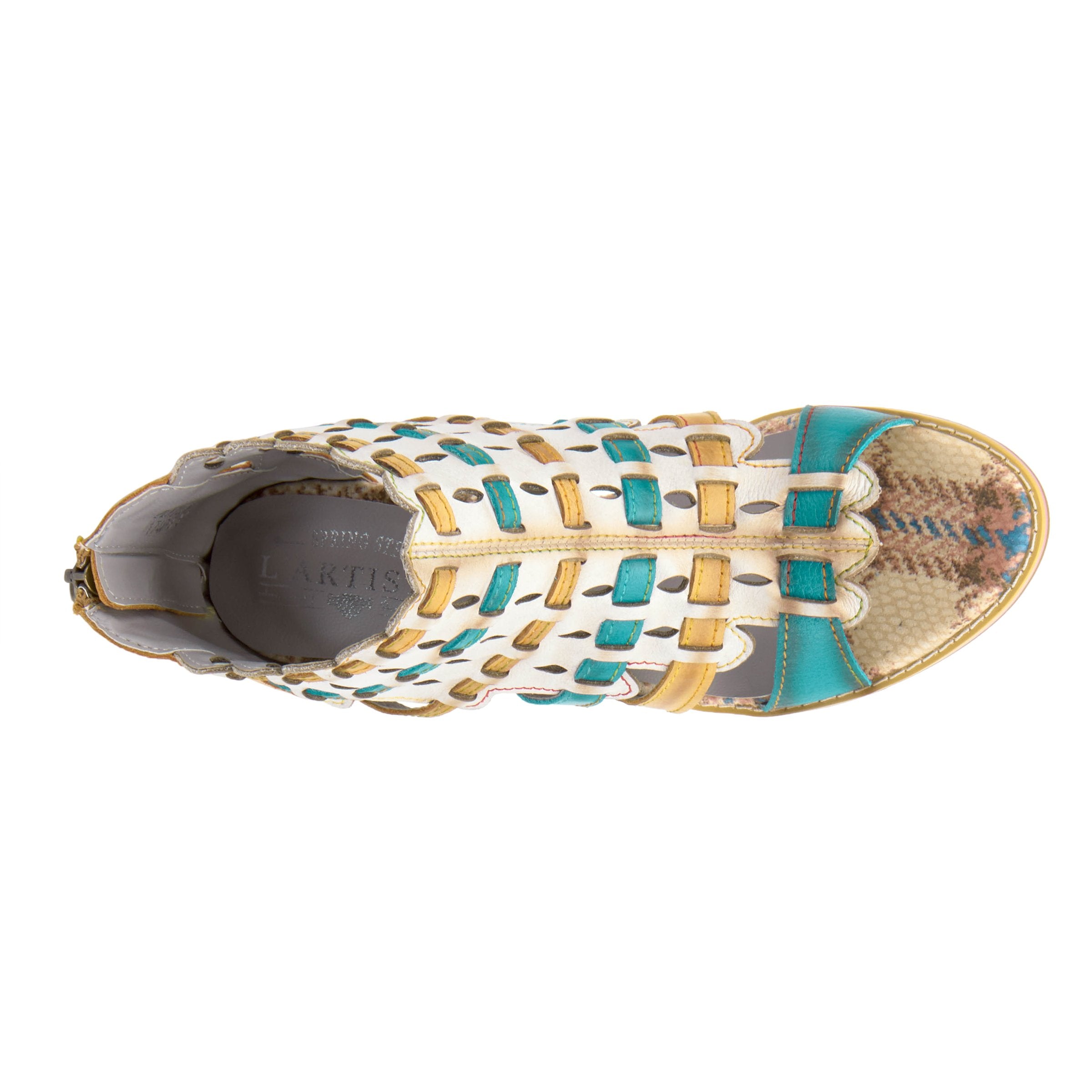 L'Artiste L'ARTISTE PLATIUM ANKLE STRAP SANDAL sandal in bone multi with handcrafted leather design