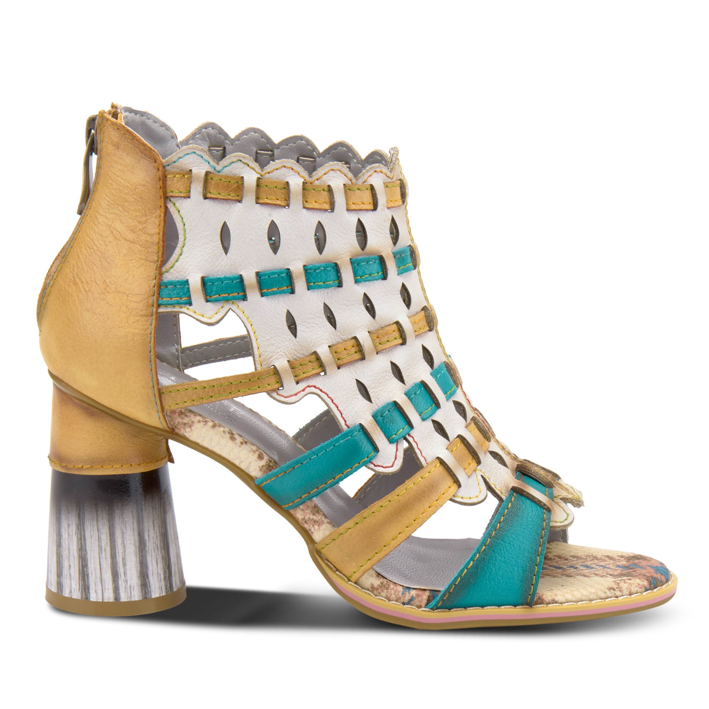 L'Artiste L'ARTISTE PLATIUM ANKLE STRAP SANDAL sandal in bone multi with handcrafted leather design
