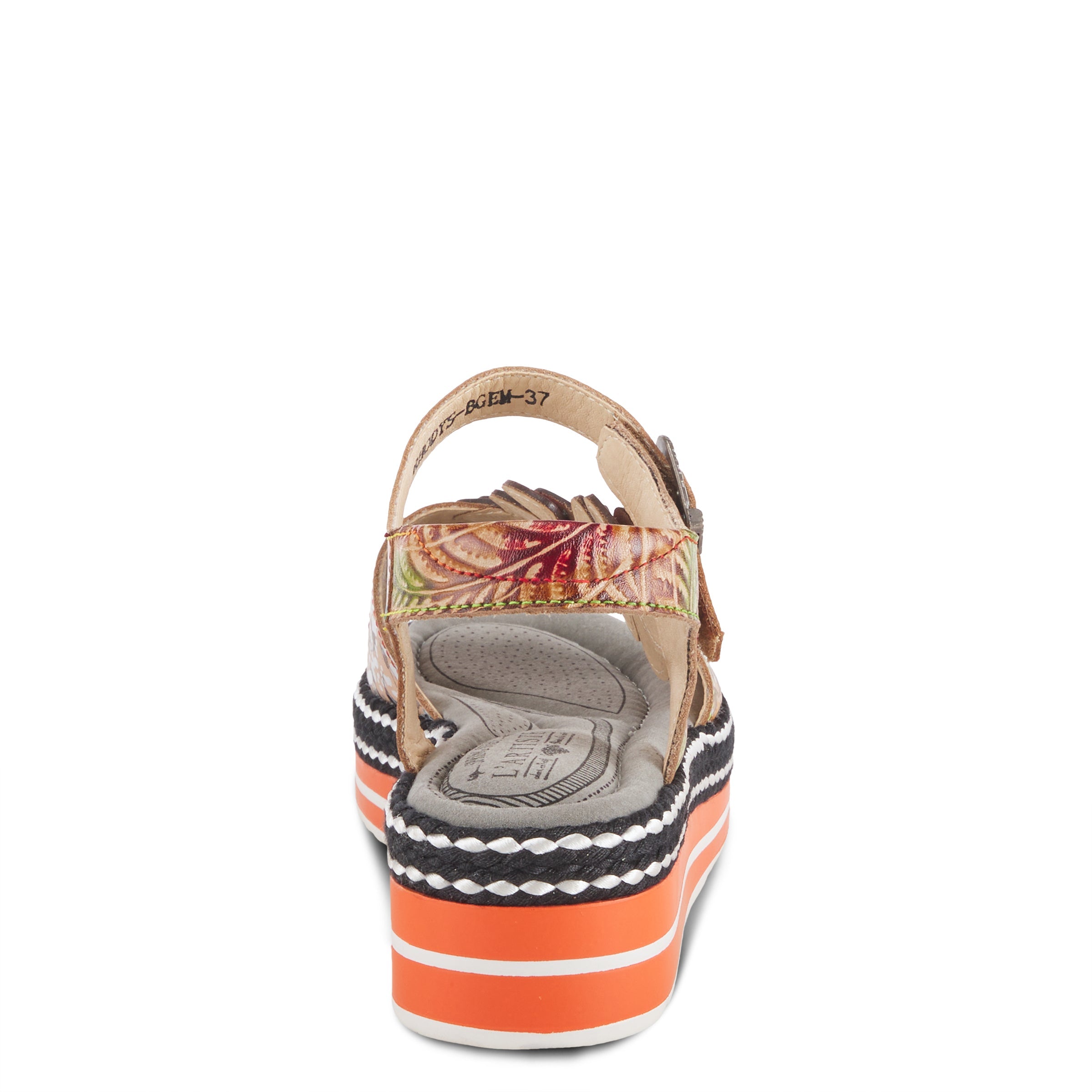 L'Artiste L'ARTISTE RHODYS ANKLE STRAP SANDALS sandal in beige multi with handcrafted leather design