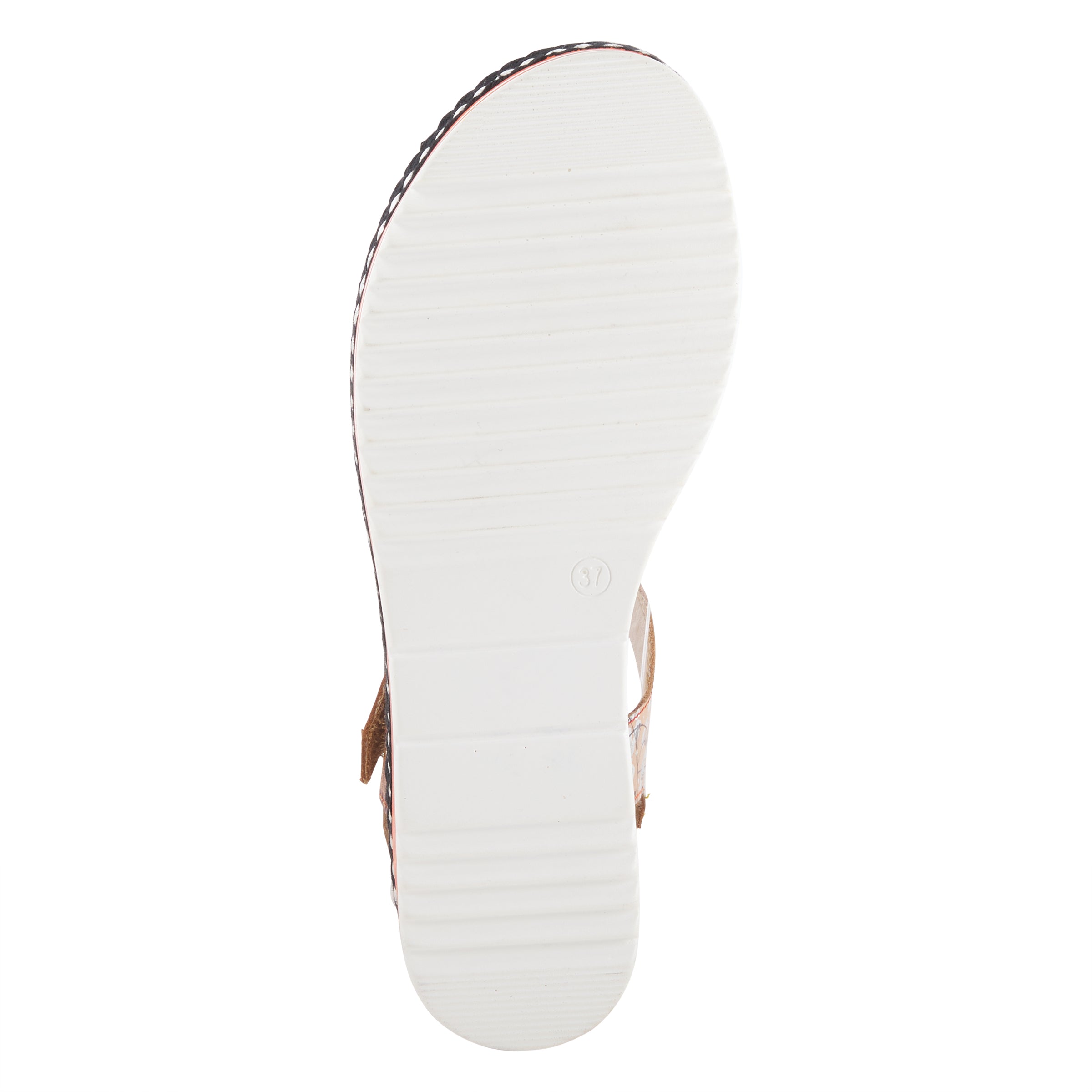 L'Artiste L'ARTISTE RHODYS ANKLE STRAP SANDALS sandal in beige multi with handcrafted leather design