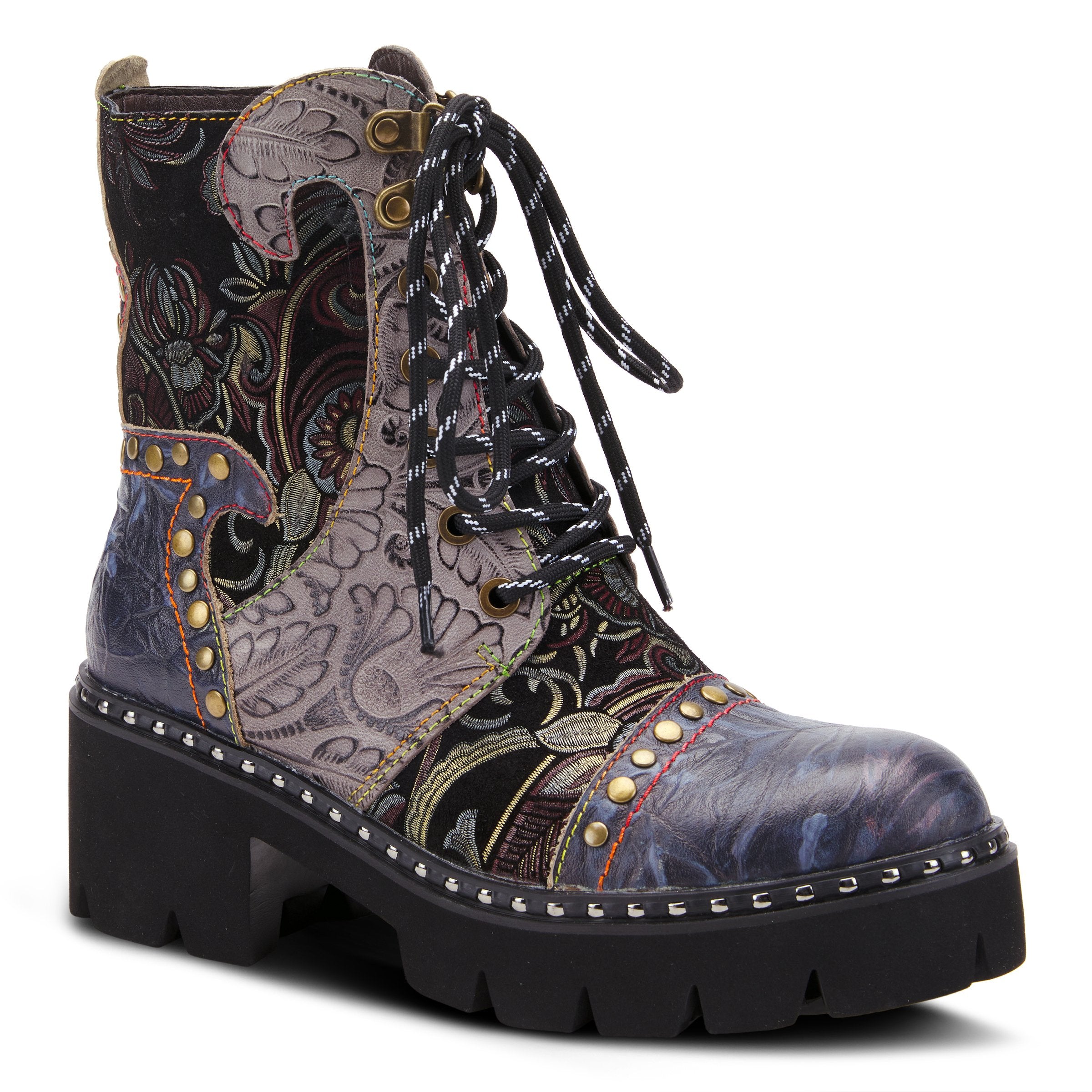 L'Artiste L'ARTISTE SEVERE BOOTS boot in blue multi with handcrafted leather design