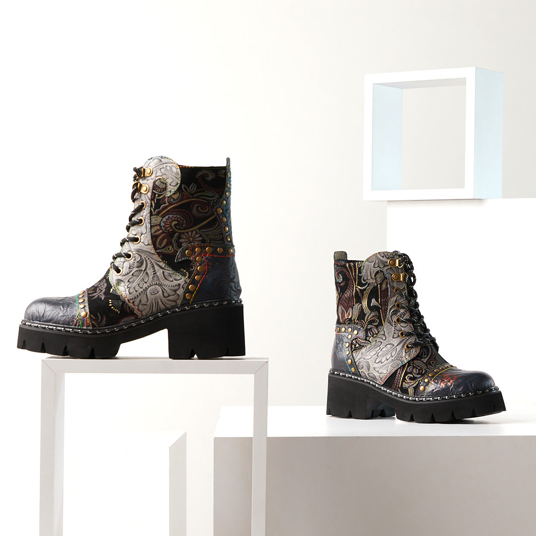 L'Artiste L'ARTISTE SEVERE BOOTS boot in blue multi with handcrafted leather design