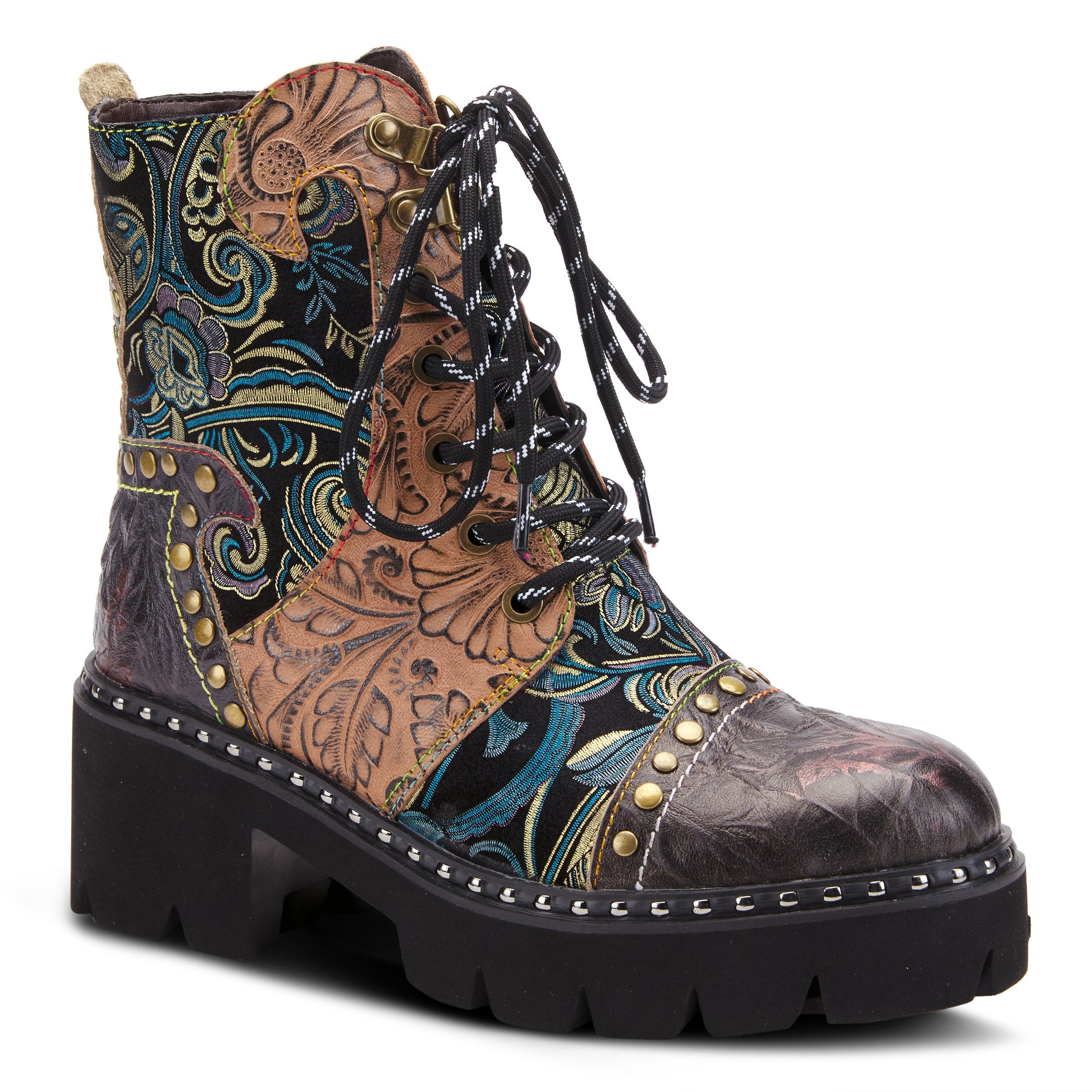 L'Artiste L'ARTISTE SEVERE BOOTS boot in blue multi with handcrafted leather design