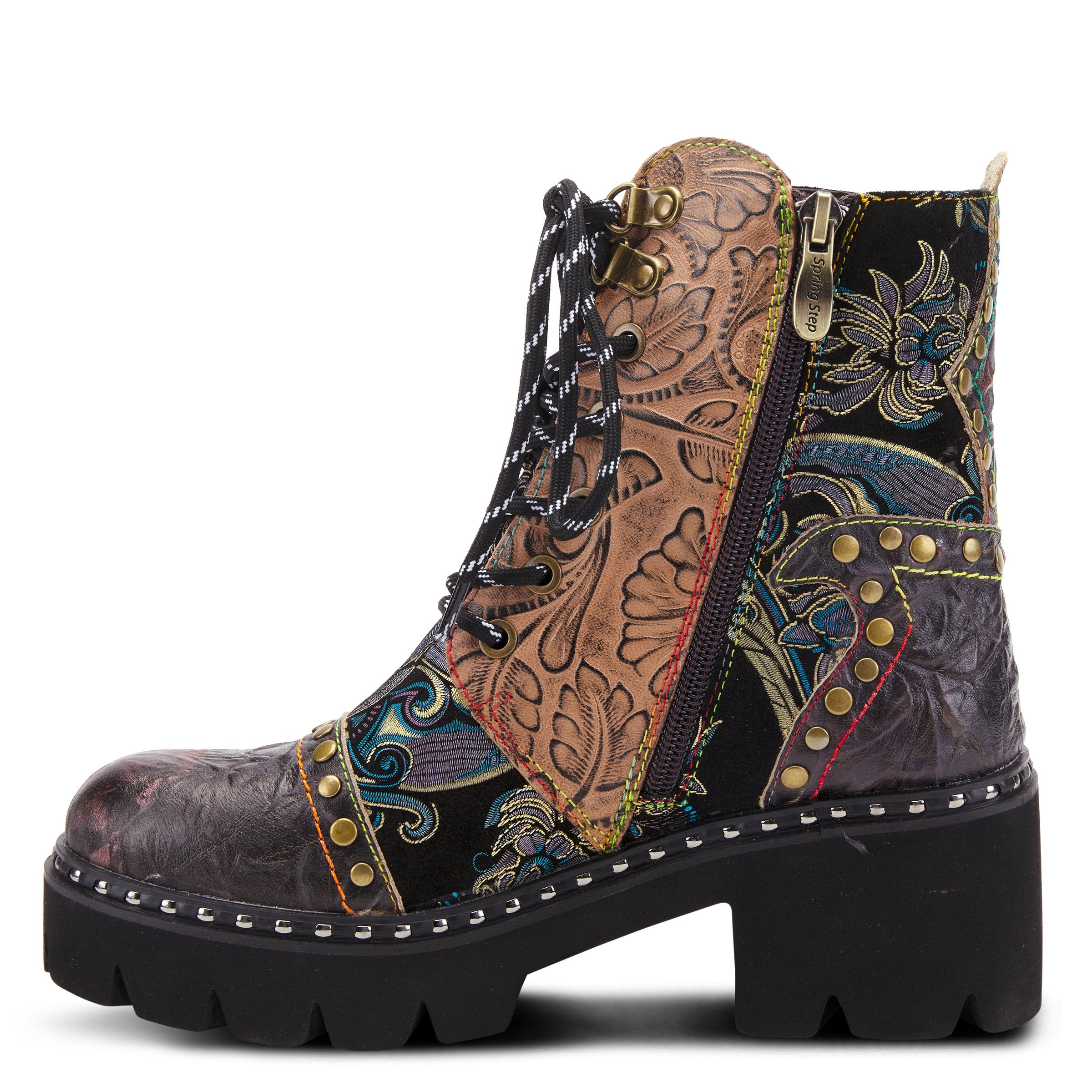 L'Artiste L'ARTISTE SEVERE BOOTS boot in charcoal multi with handcrafted leather design