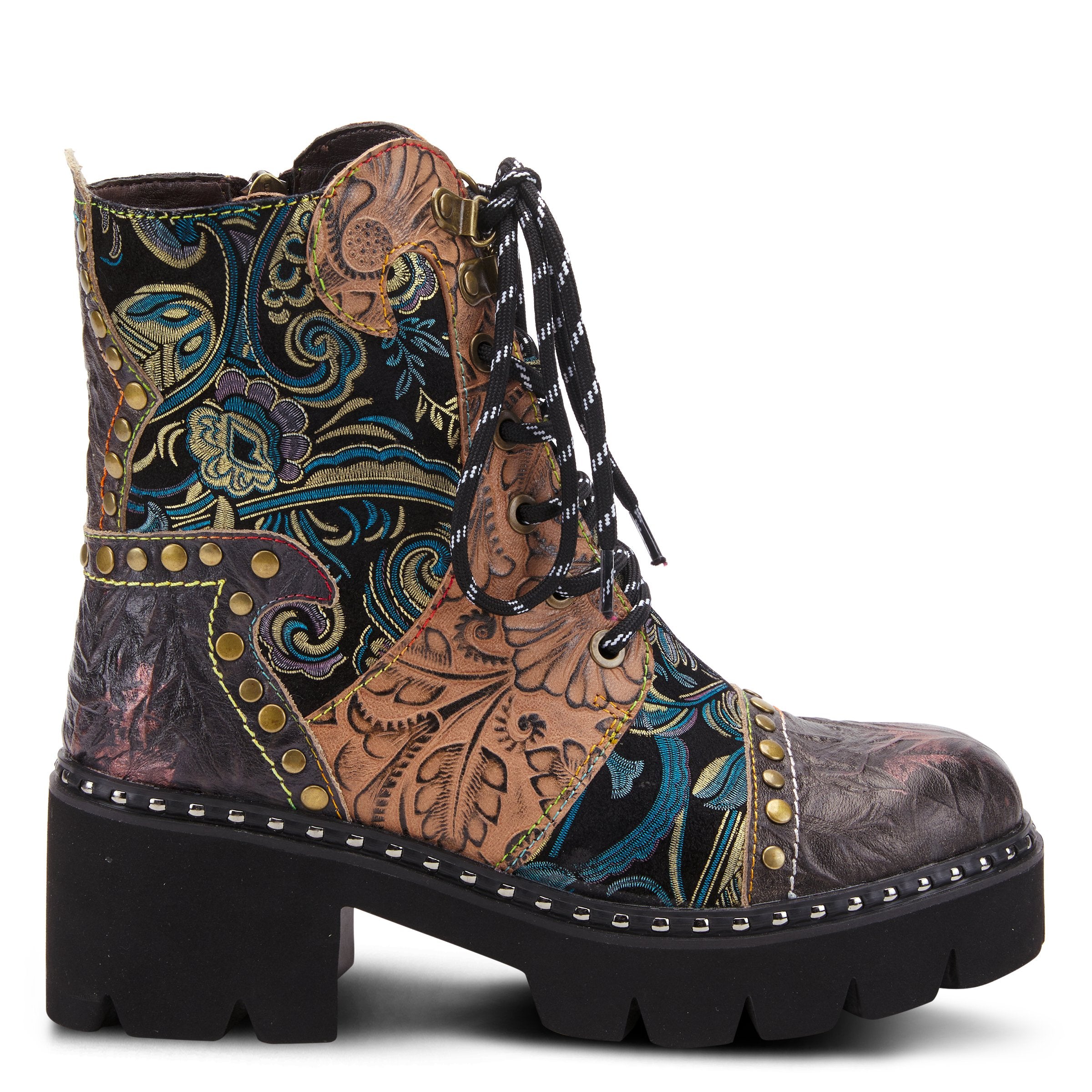 L'Artiste L'ARTISTE SEVERE BOOTS boot in charcoal multi with handcrafted leather design