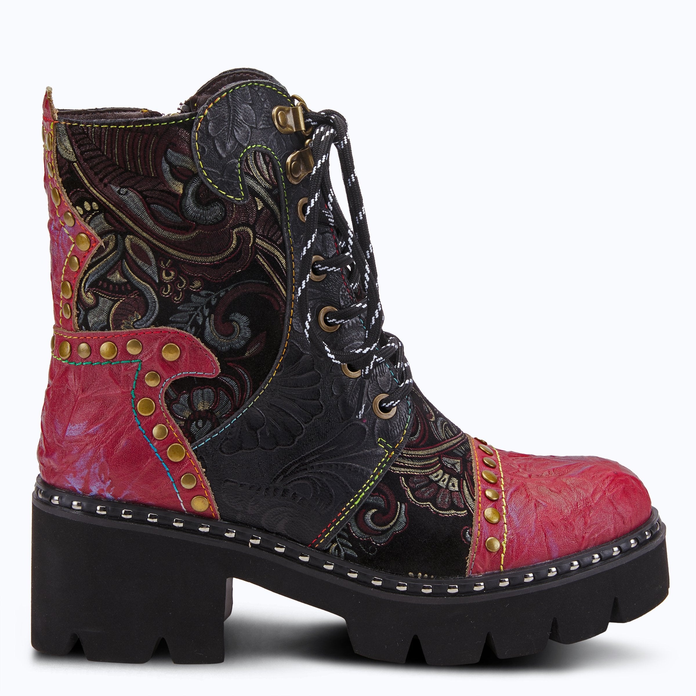 L'Artiste L'ARTISTE SEVERE BOOTS boot in mauve multi with handcrafted leather design