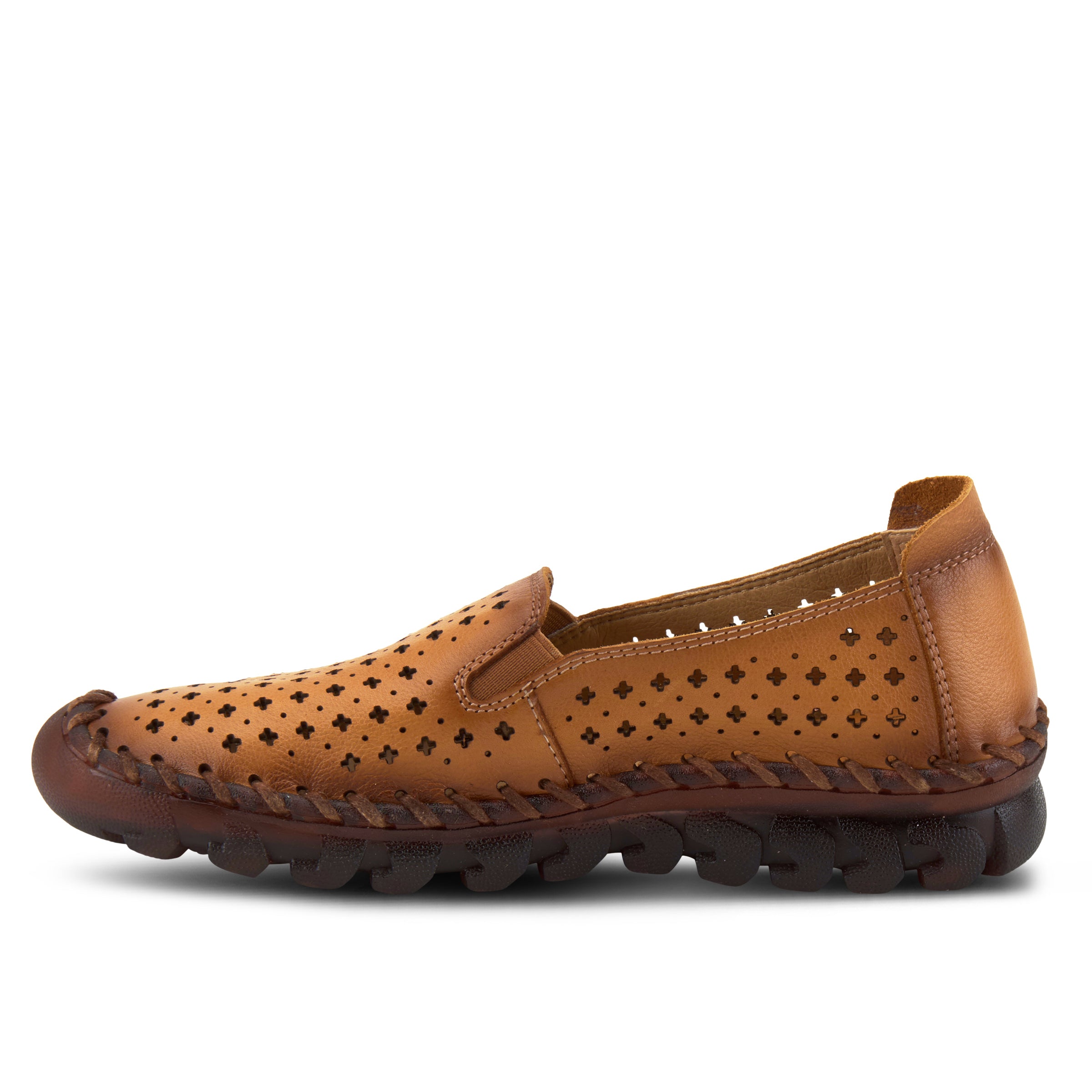 L'Artiste L'ARTISTE SMOOSHIETOO SLIP-ON SHOE shoe in camel with handcrafted leather design
