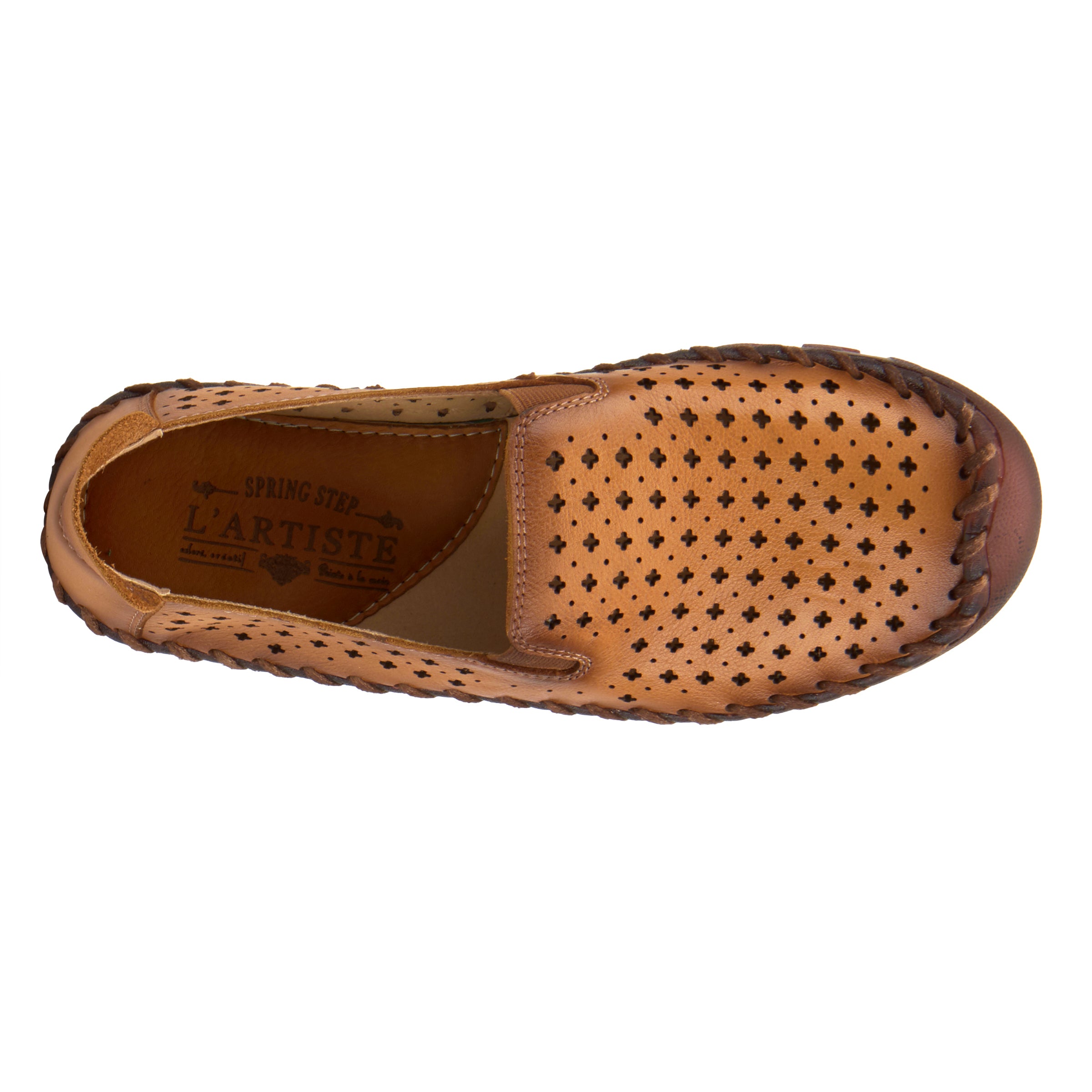 L'Artiste L'ARTISTE SMOOSHIETOO SLIP-ON SHOE shoe in camel with handcrafted leather design