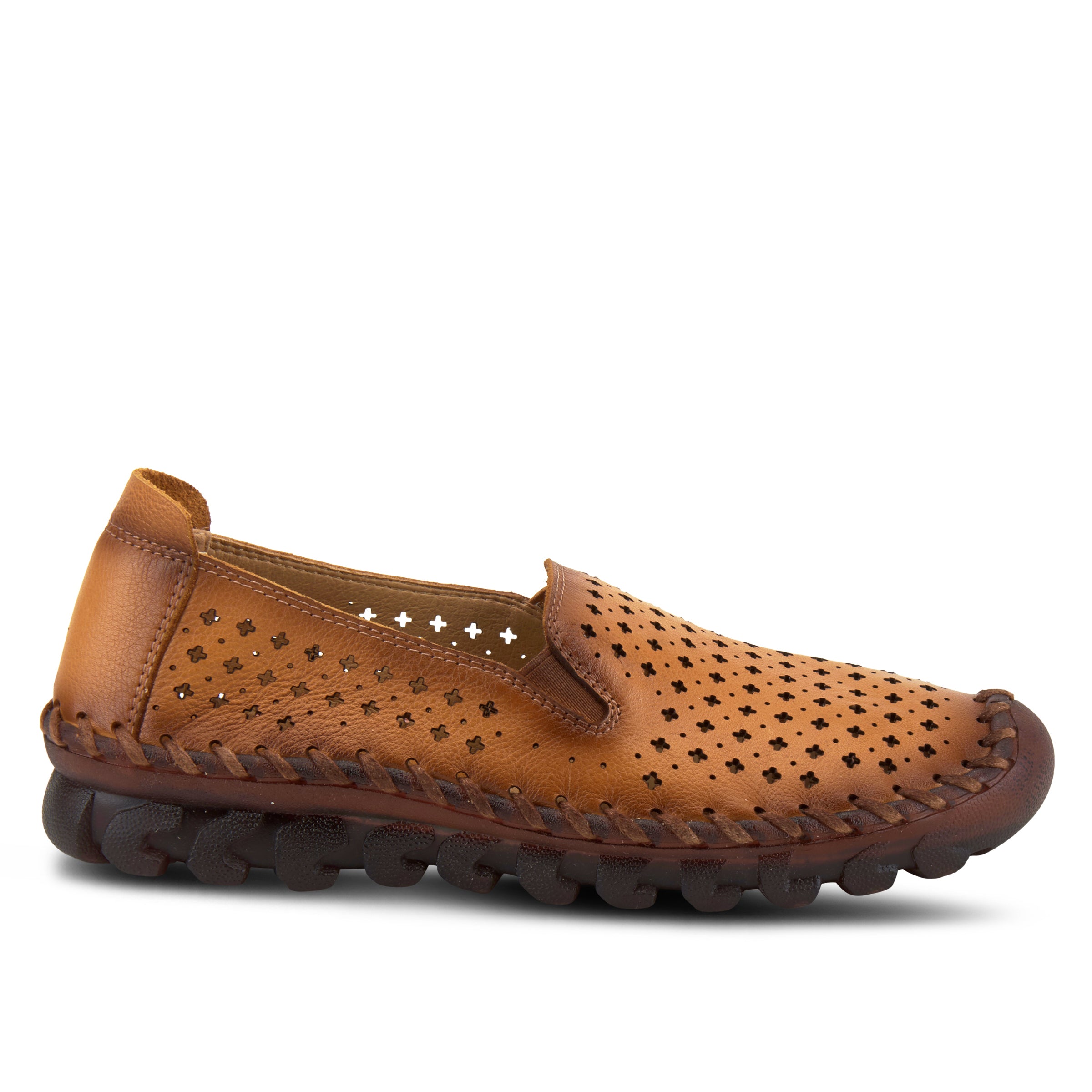 L'Artiste L'ARTISTE SMOOSHIETOO SLIP-ON SHOE shoe in camel with handcrafted leather design