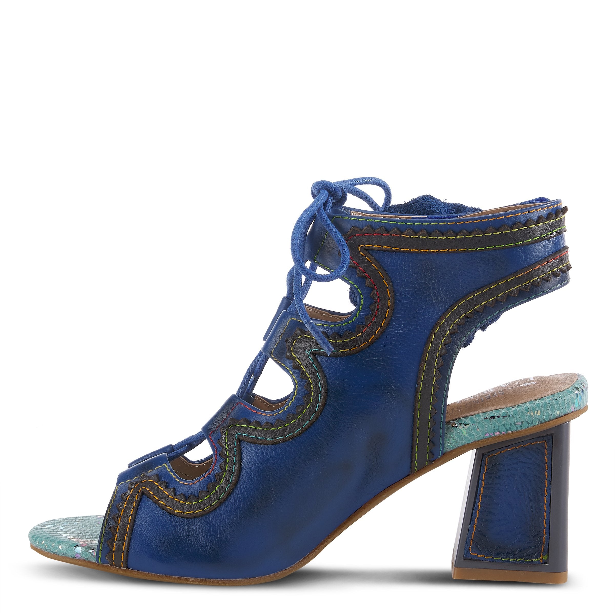 L'Artiste L'ARTISTE SUPERCUTE ANKLE STRAP SANDAL sandal in black with handcrafted leather design