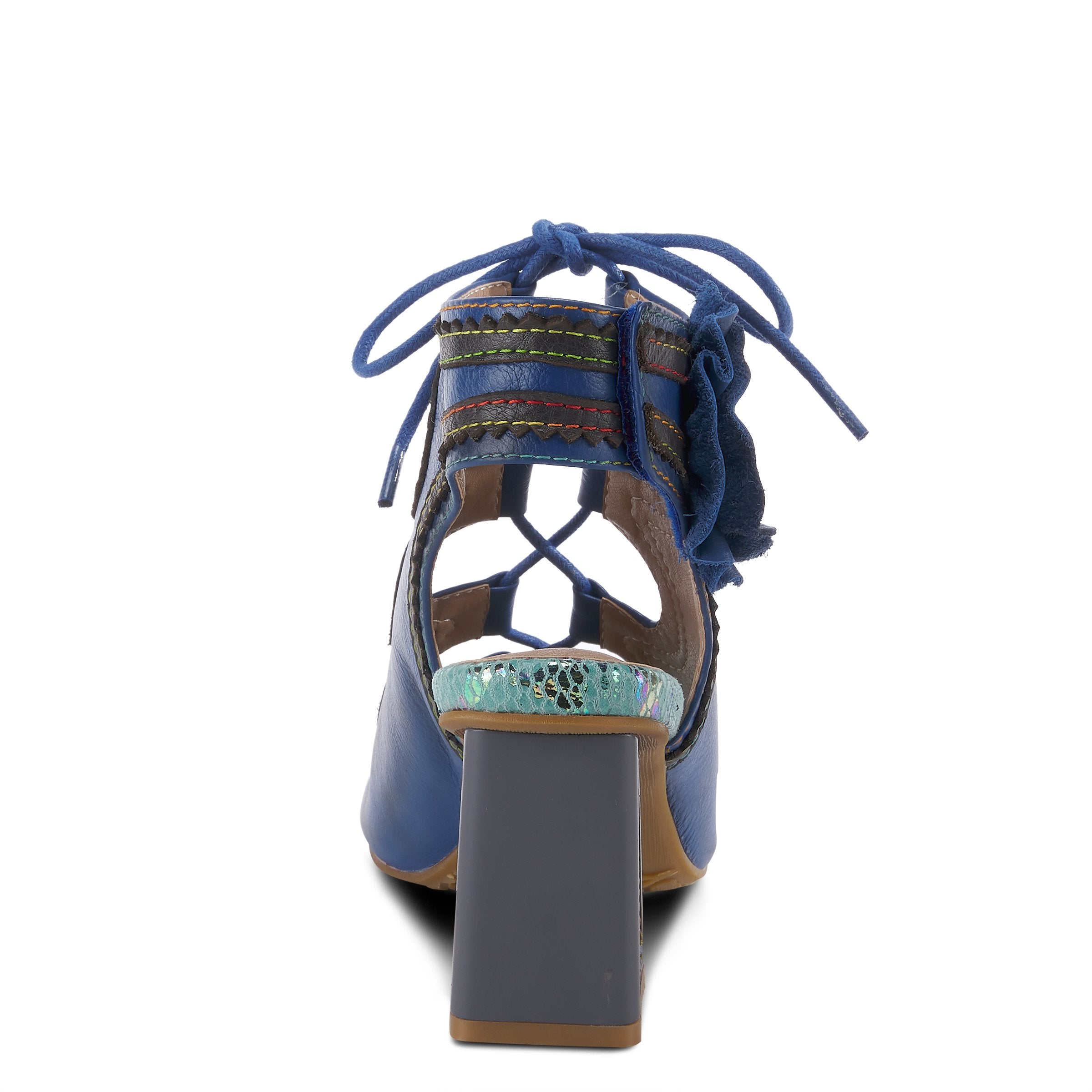 L'Artiste L'ARTISTE SUPERCUTE ANKLE STRAP SANDAL sandal in black with handcrafted leather design