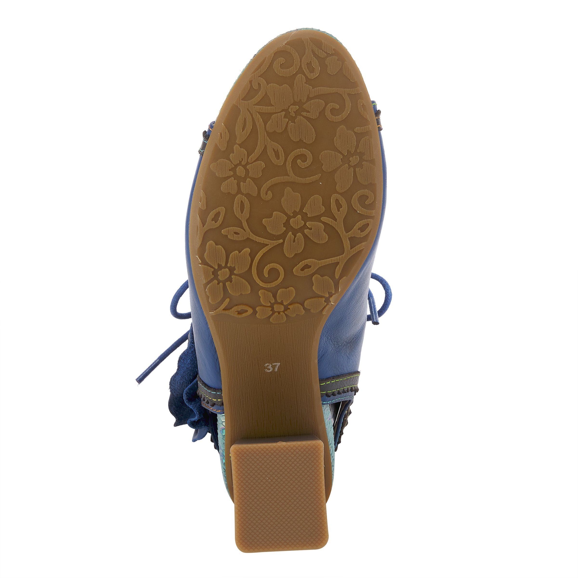 L'Artiste L'ARTISTE SUPERCUTE ANKLE STRAP SANDAL sandal in blue multi with handcrafted leather design