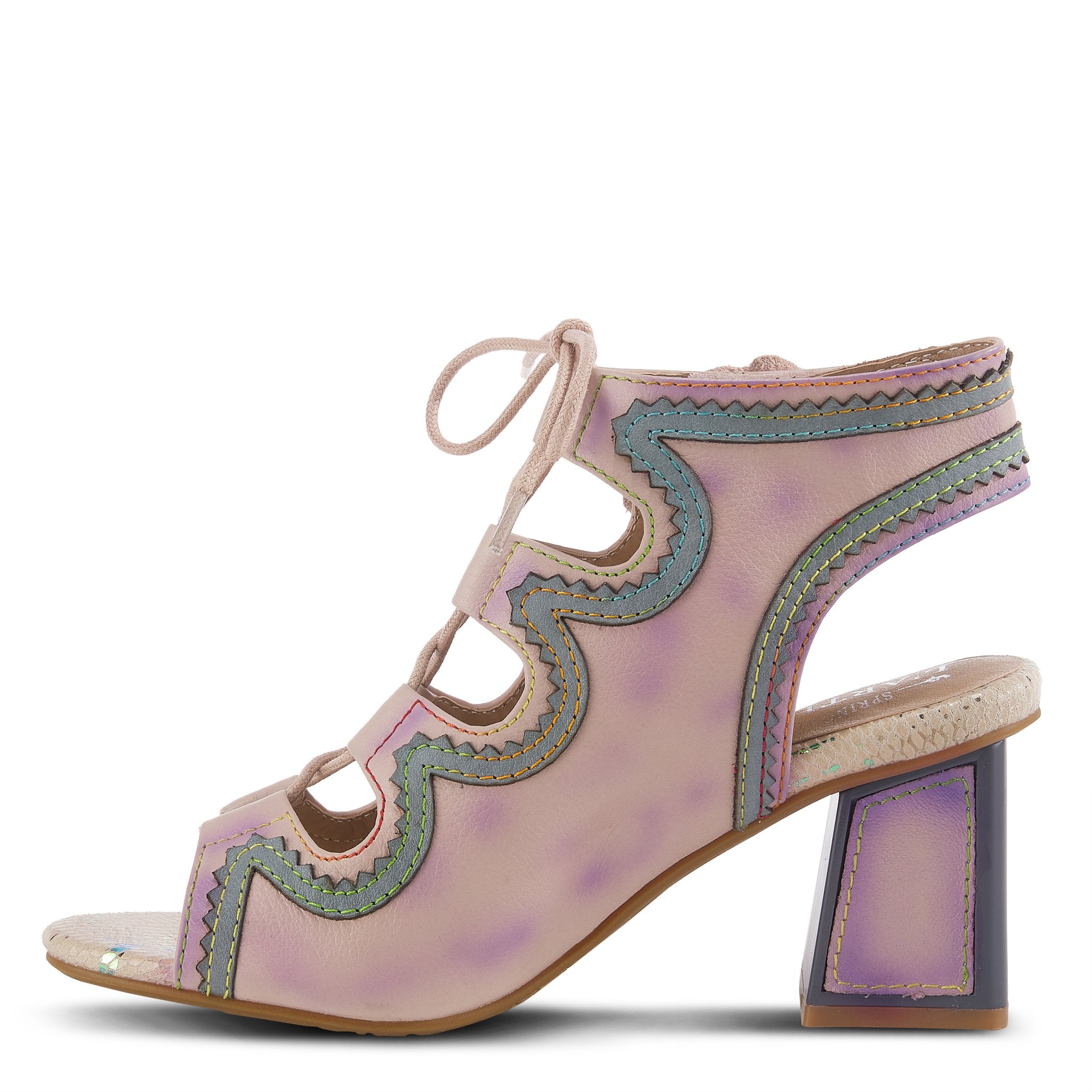 L'Artiste L'ARTISTE SUPERCUTE ANKLE STRAP SANDAL sandal in lilac multi with handcrafted leather design