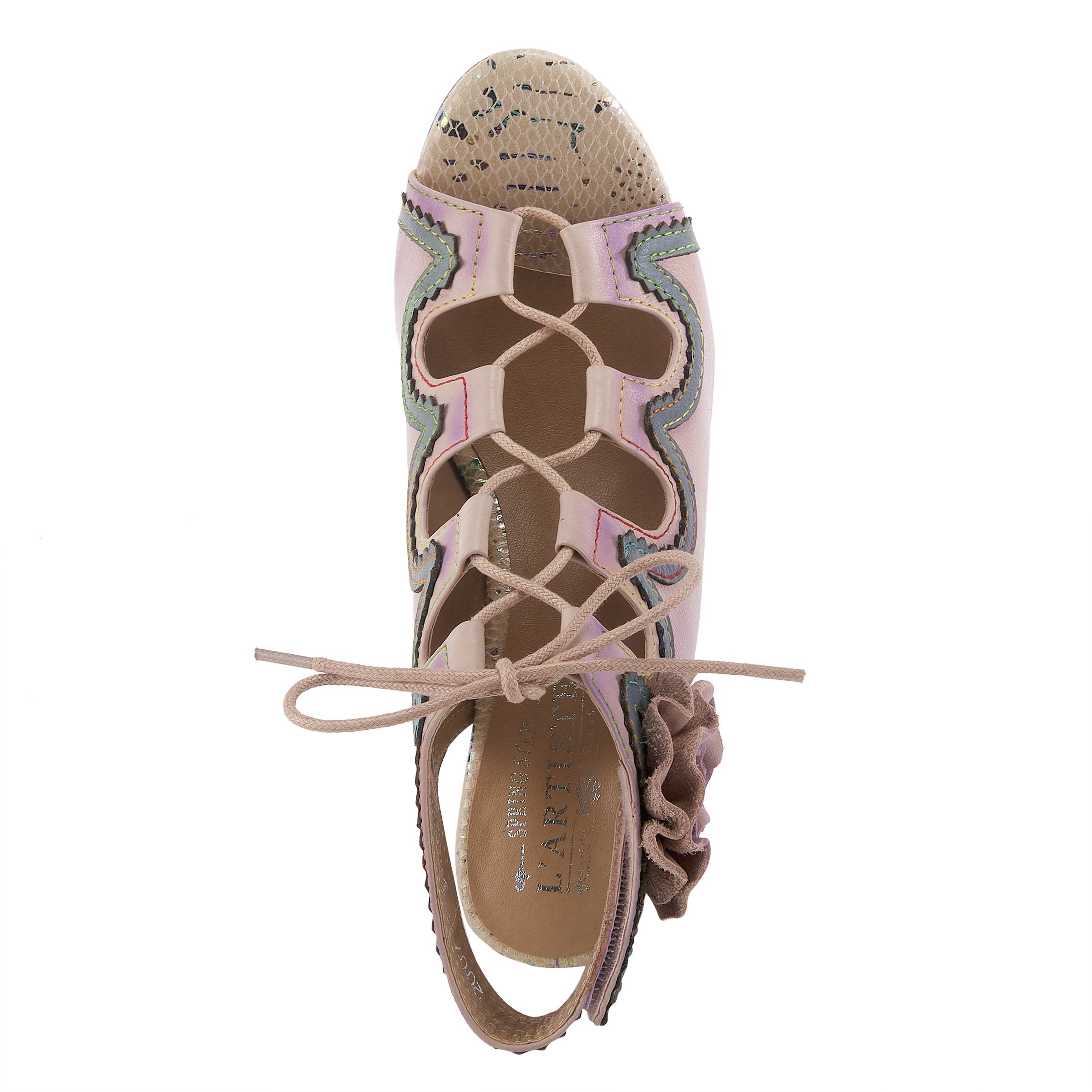 L'Artiste L'ARTISTE SUPERCUTE ANKLE STRAP SANDAL sandal in lilac multi with handcrafted leather design