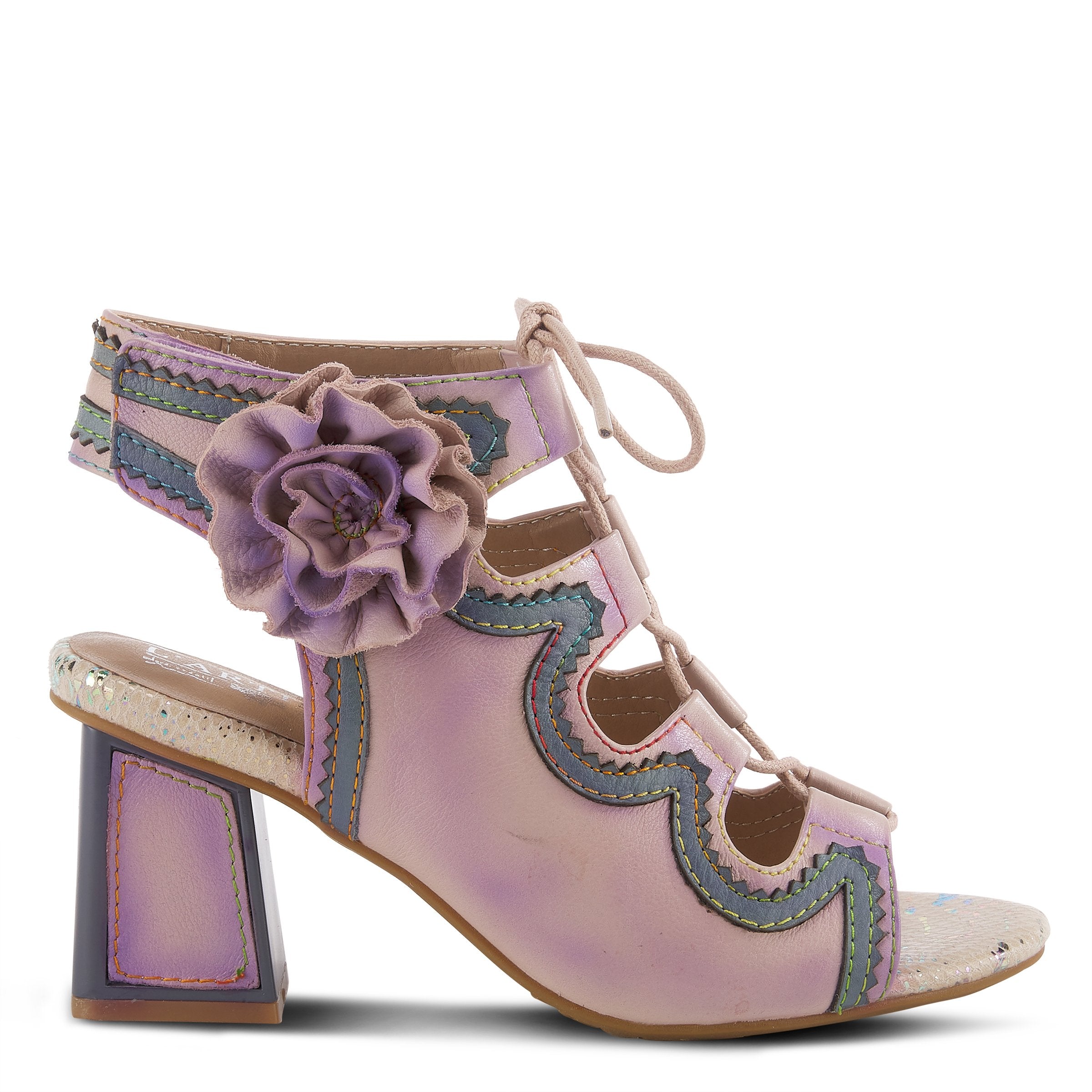 L'Artiste L'ARTISTE SUPERCUTE ANKLE STRAP SANDAL sandal in lilac multi with handcrafted leather design