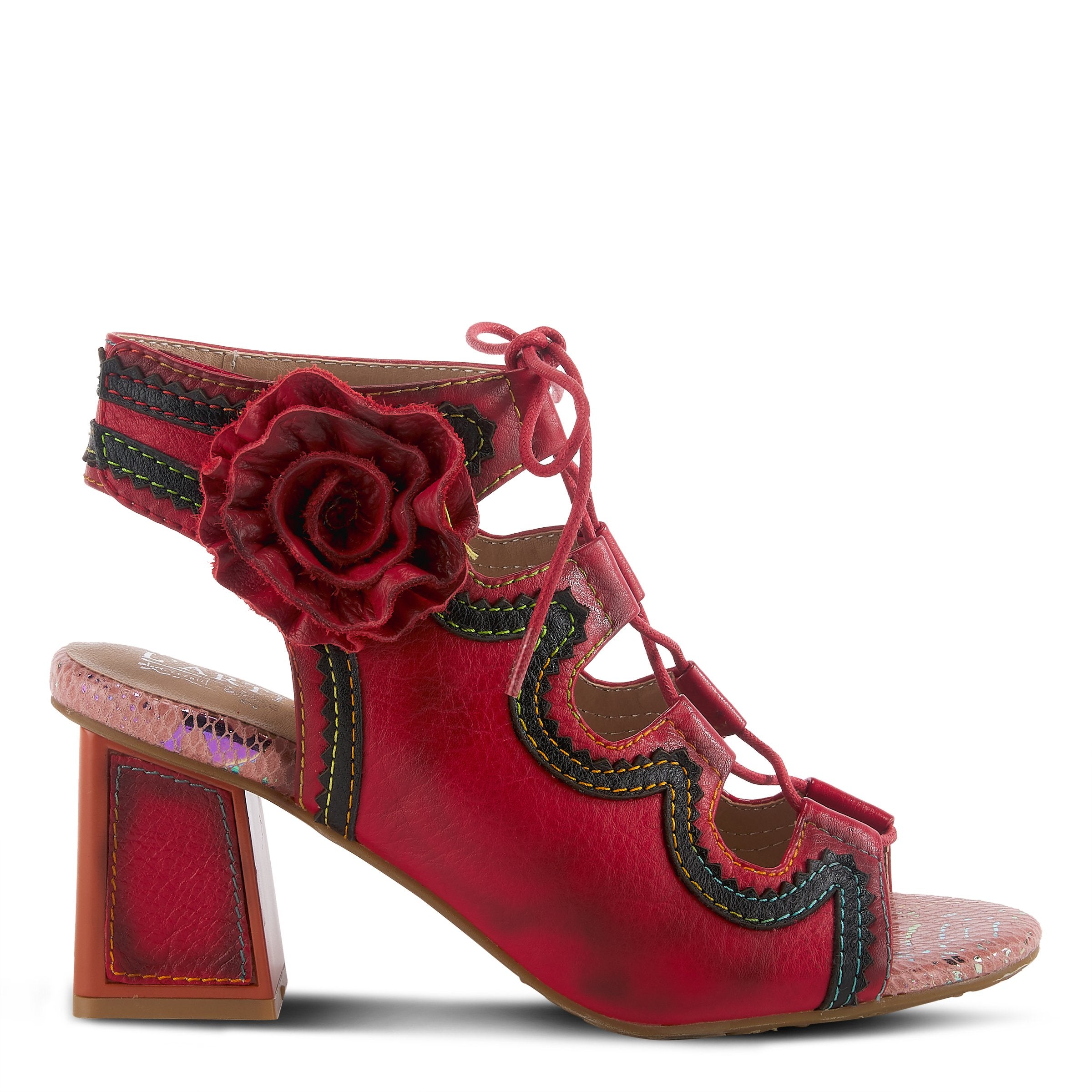 L'Artiste L'ARTISTE SUPERCUTE ANKLE STRAP SANDAL sandal in blue multi with handcrafted leather design