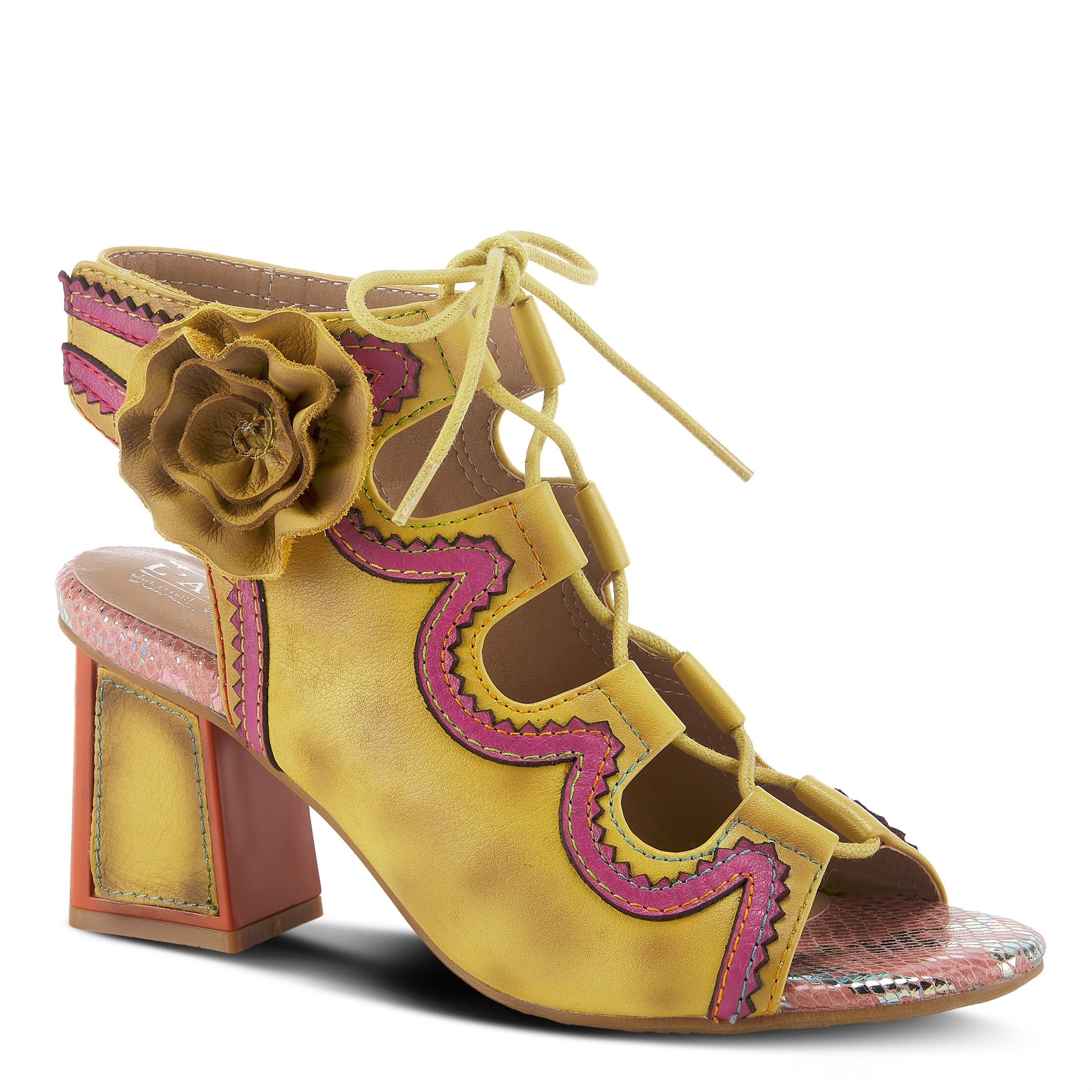 L'Artiste L'ARTISTE SUPERCUTE ANKLE STRAP SANDAL sandal in red multi with handcrafted leather design