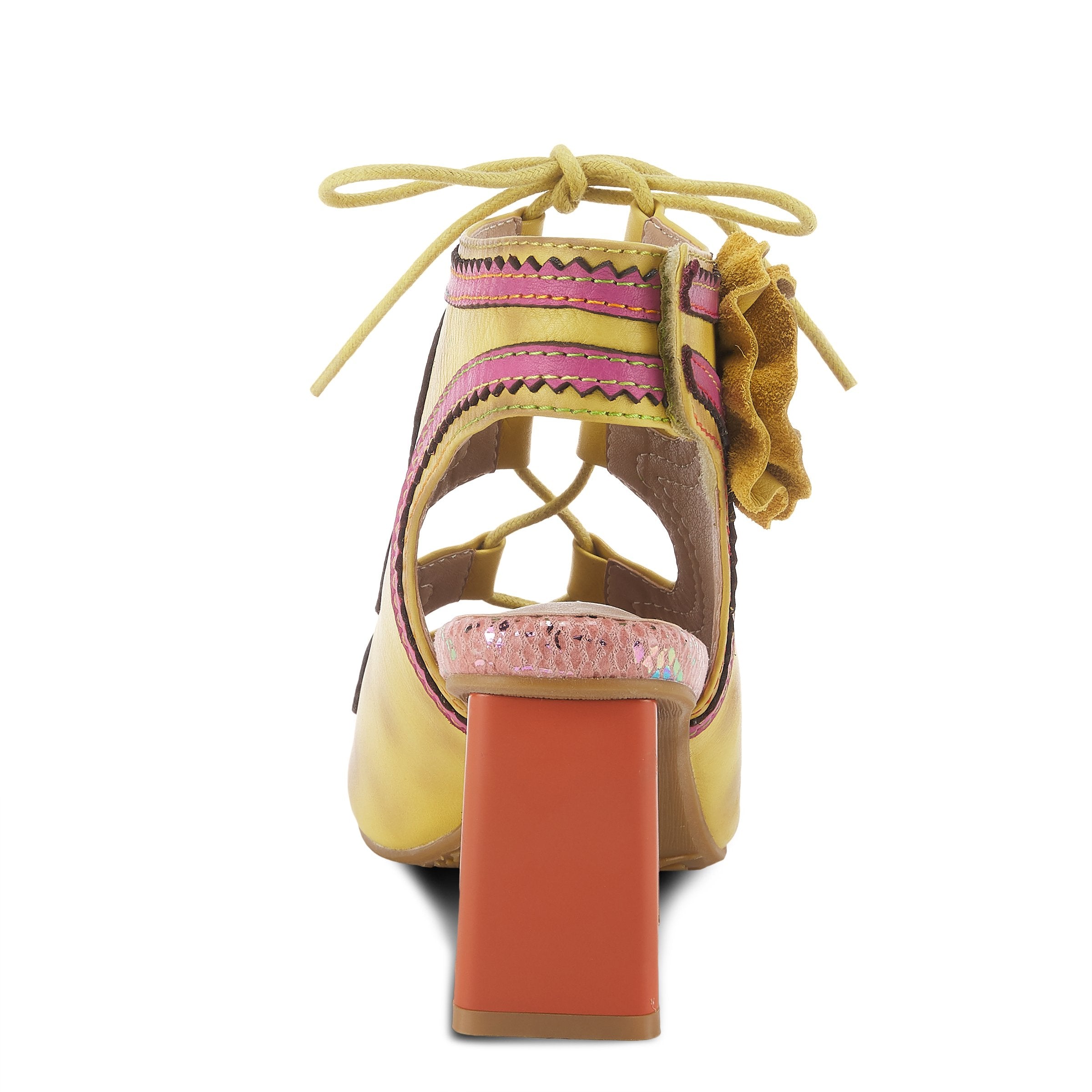 L'Artiste L'ARTISTE SUPERCUTE ANKLE STRAP SANDAL sandal in red multi with handcrafted leather design
