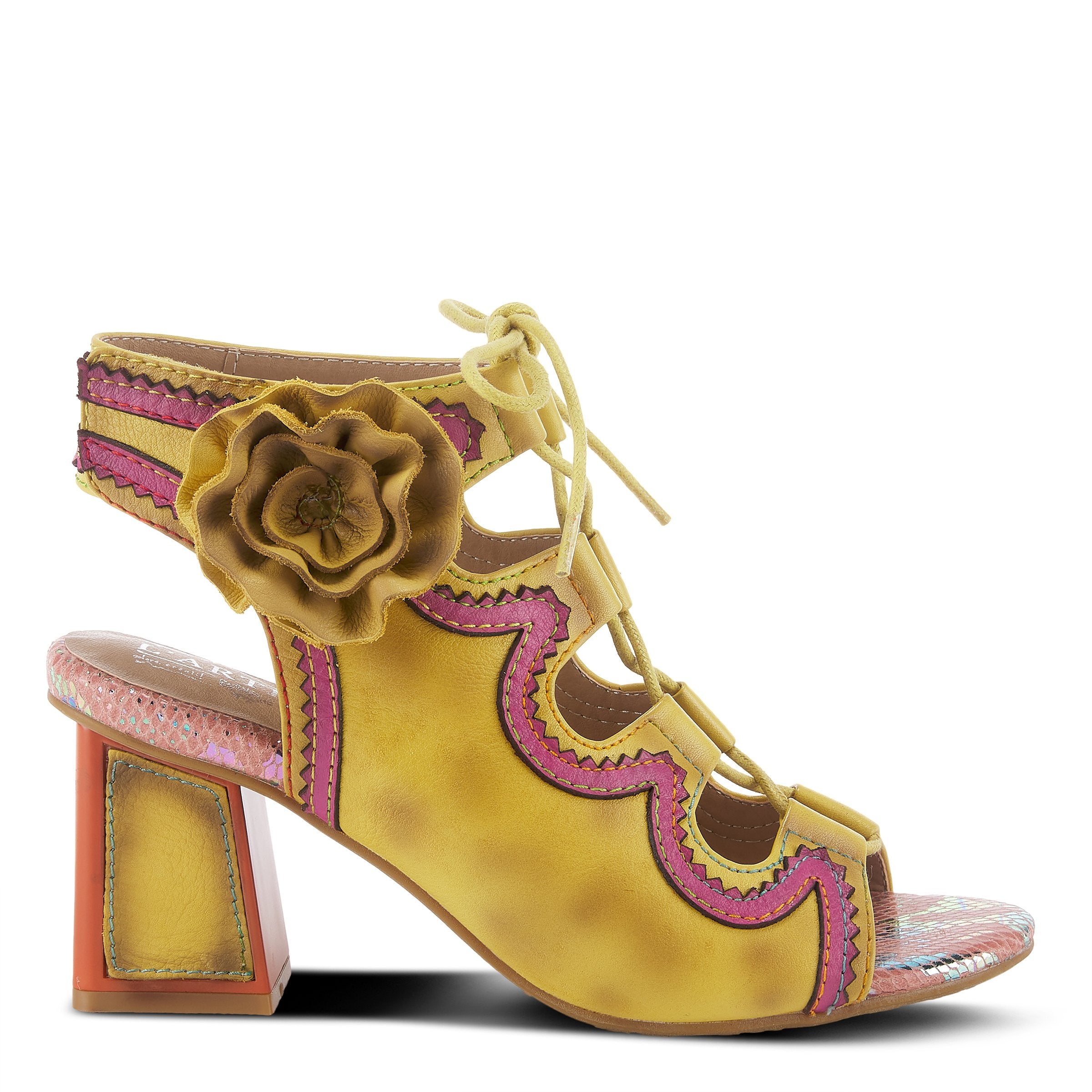 L'Artiste L'ARTISTE SUPERCUTE ANKLE STRAP SANDAL sandal in red multi with handcrafted leather design