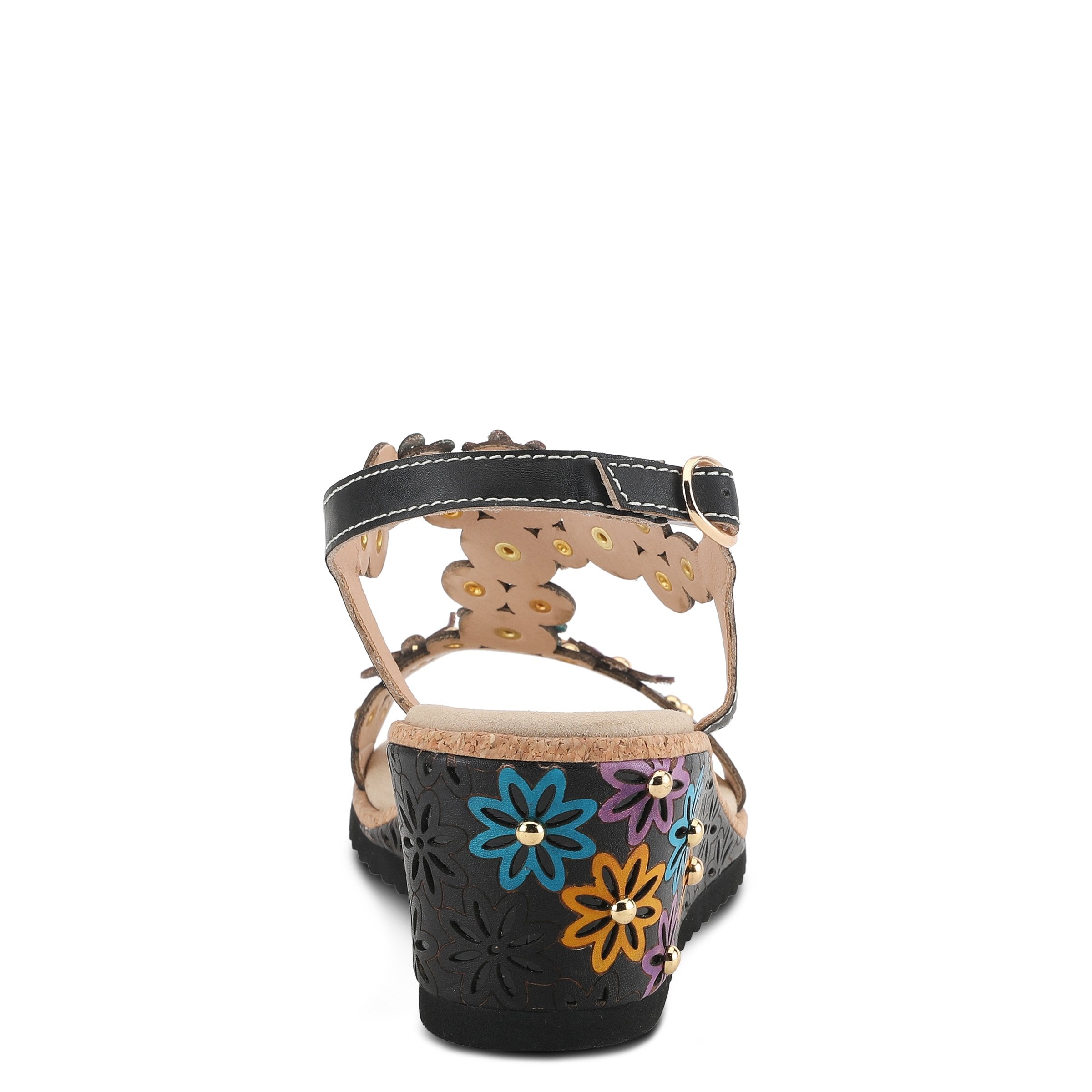 L'Artiste L'ARTISTE WELLESTA T-STRAP SANDAL sandal in red multi with handcrafted leather design