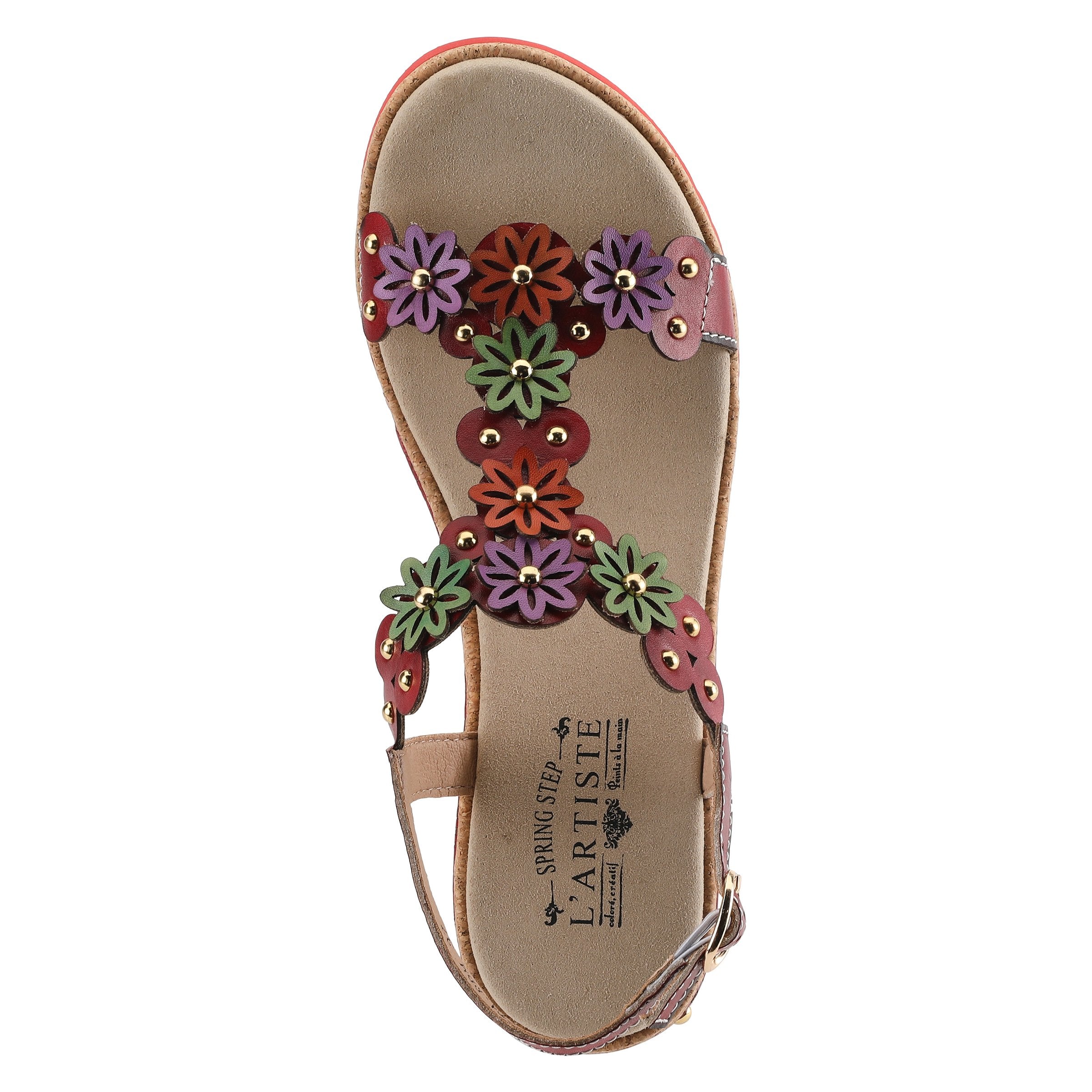 L'Artiste L'ARTISTE WELLESTA T-STRAP SANDAL sandal in black multi with handcrafted leather design
