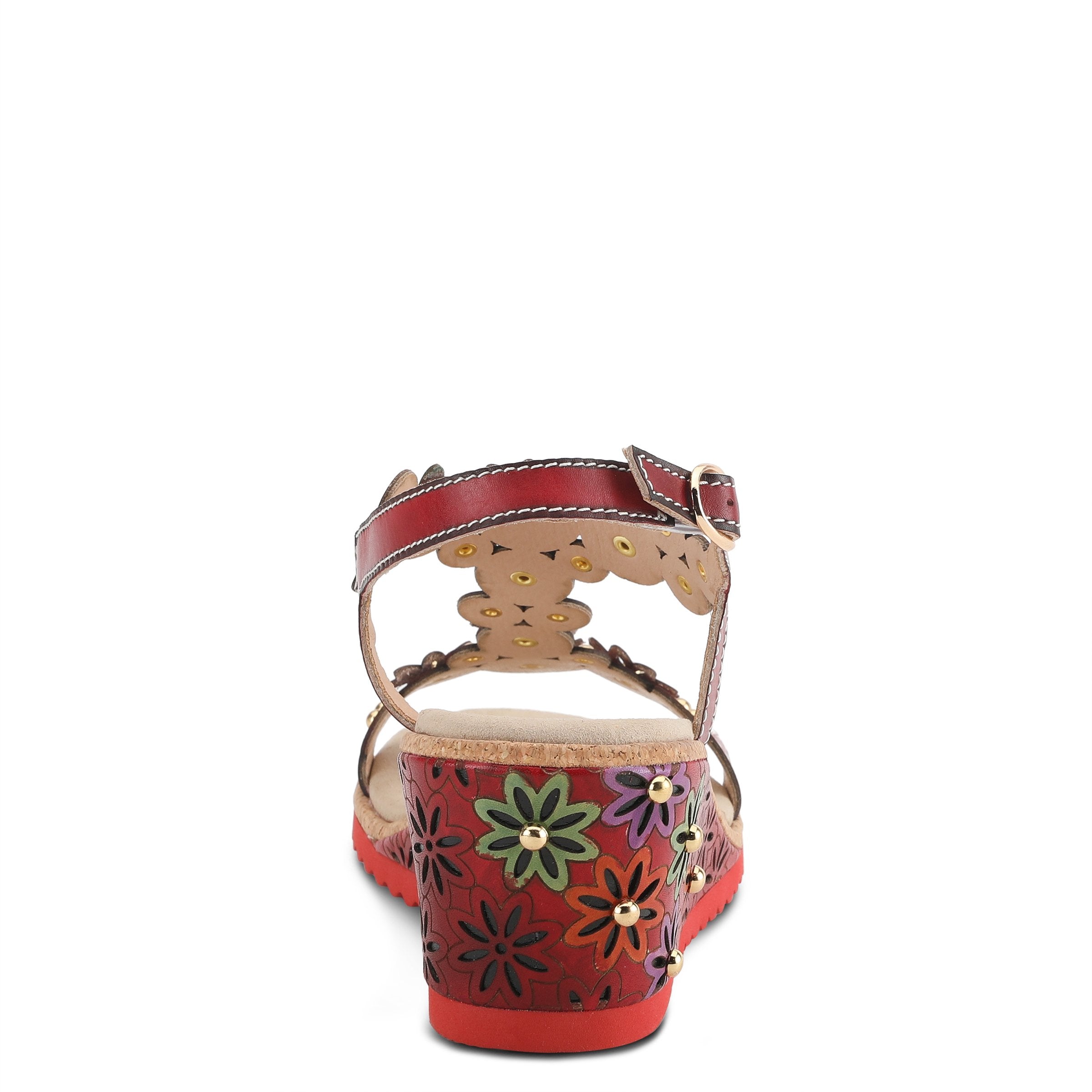 L'Artiste L'ARTISTE WELLESTA T-STRAP SANDAL sandal in black multi with handcrafted leather design