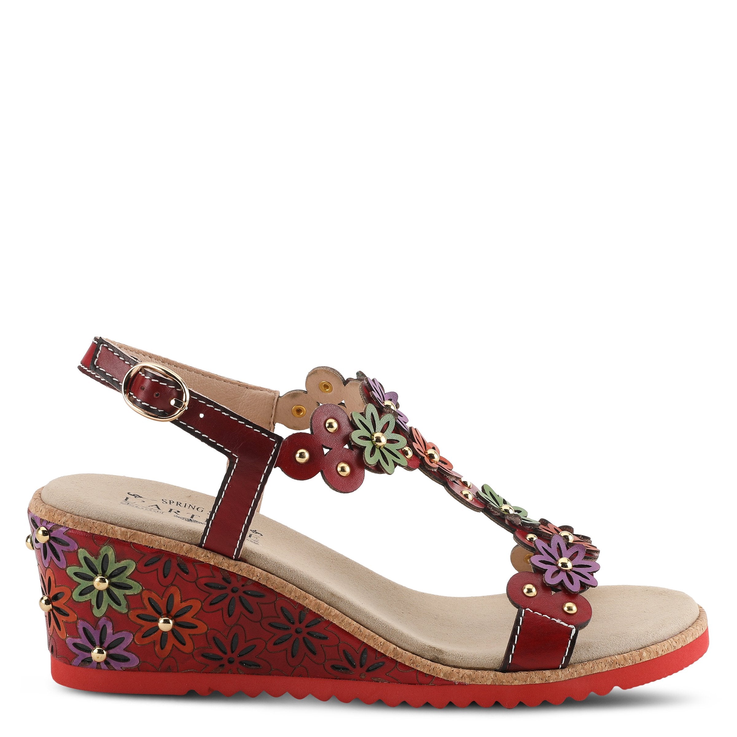 L'Artiste L'ARTISTE WELLESTA T-STRAP SANDAL sandal in black multi with handcrafted leather design