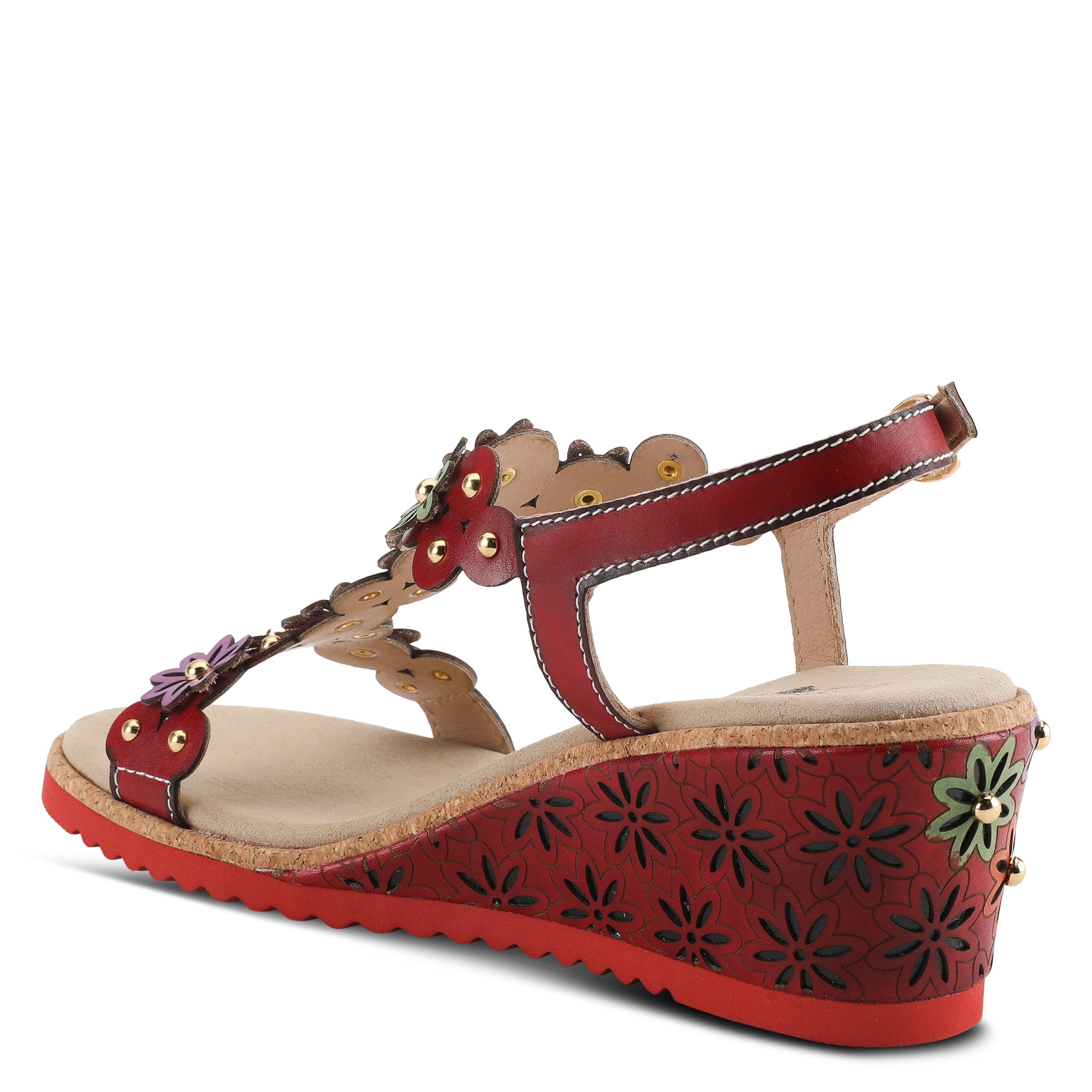 L'Artiste L'ARTISTE WELLESTA T-STRAP SANDAL sandal in black multi with handcrafted leather design