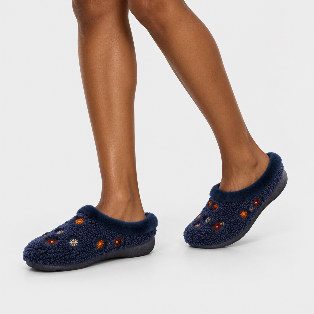 Flexus Abouquet Navy Slipper - on-foot view