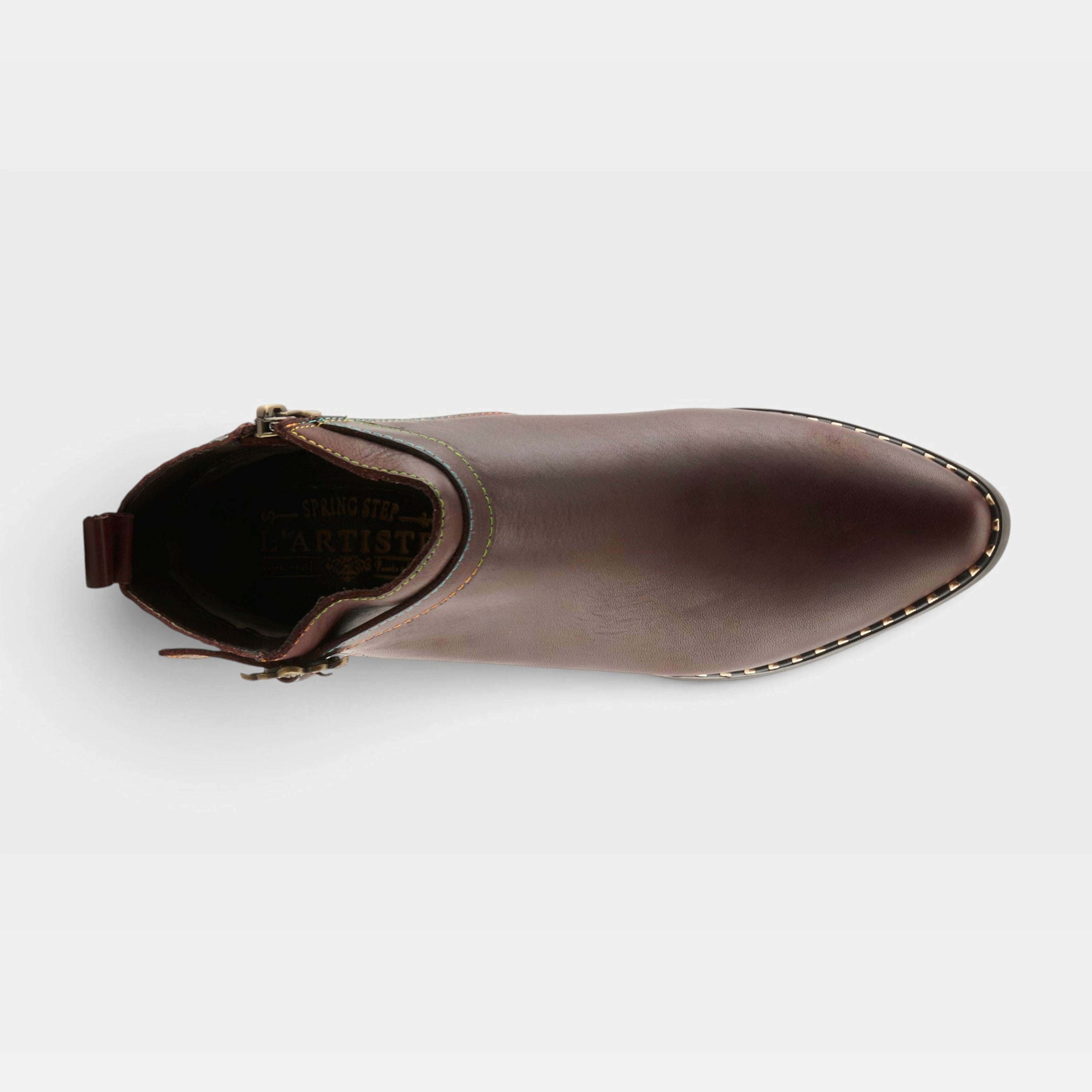 L'Artiste Acree boots in Brown, top view