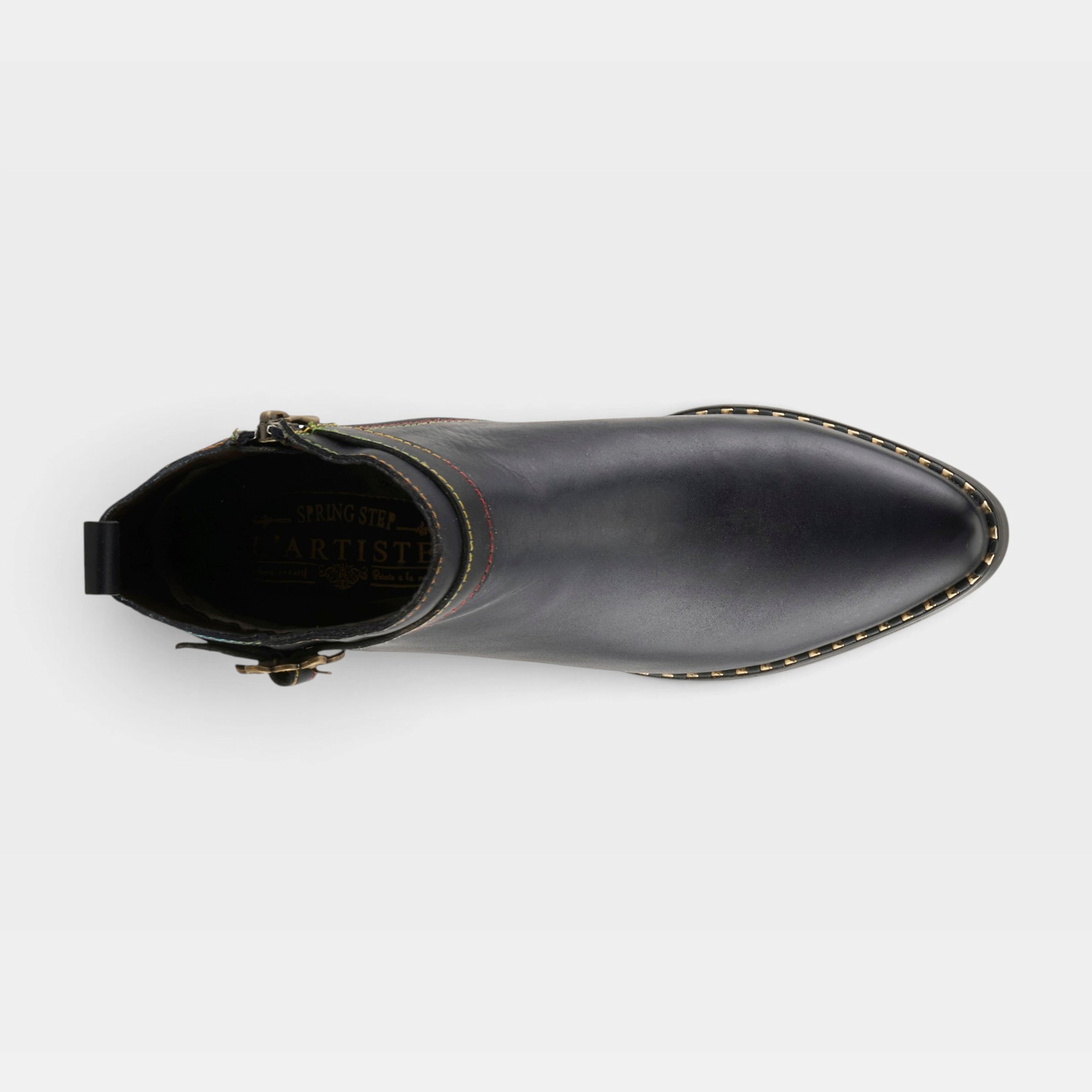 L'Artiste Acree boots in Navy, top view