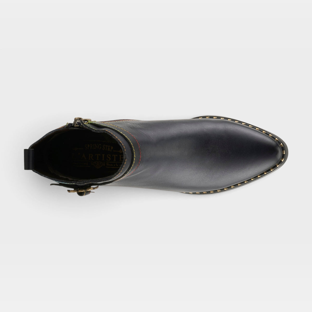 L'Artiste Acree boots in Navy, top view