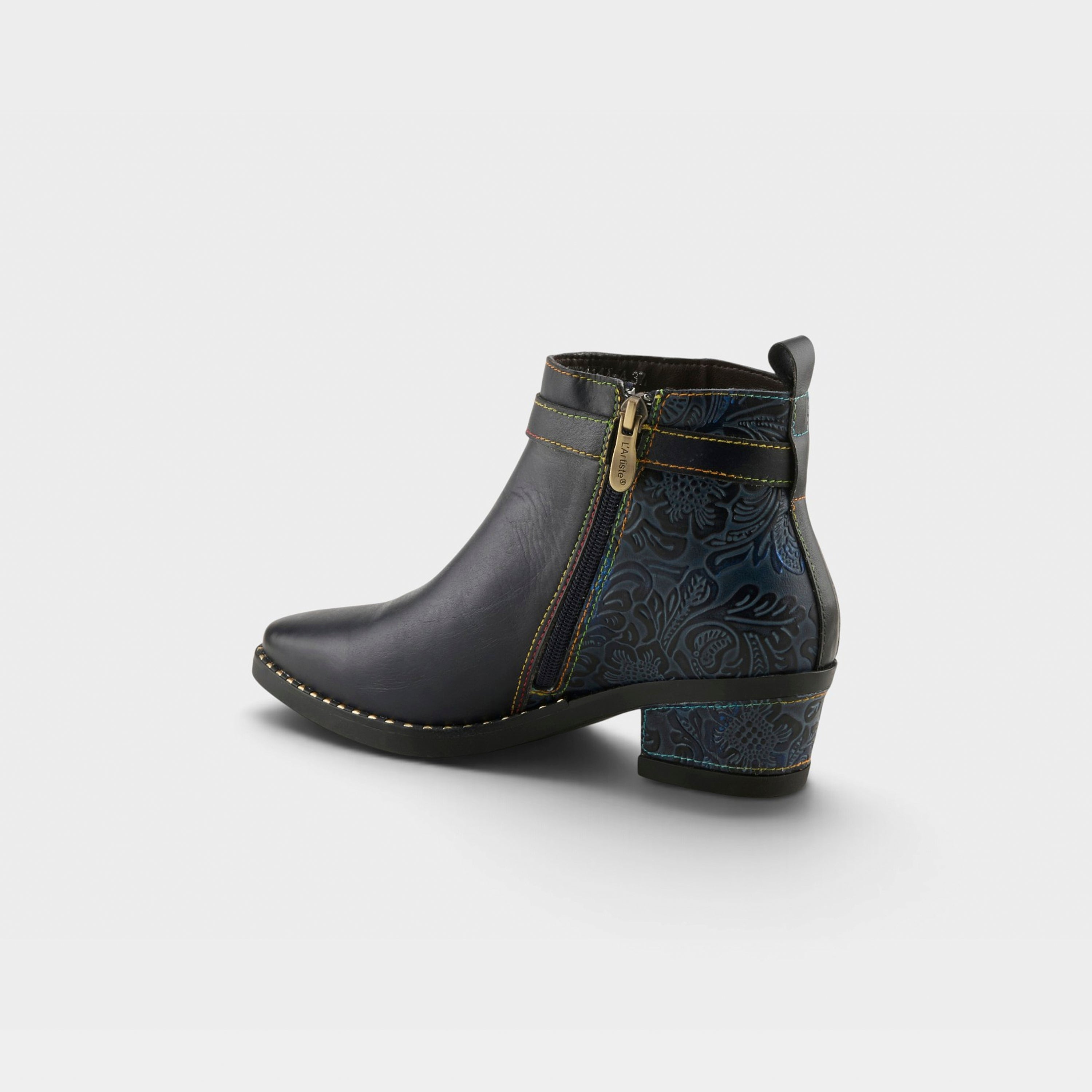 L'Artiste Acree boots in Navy, alternate angle view