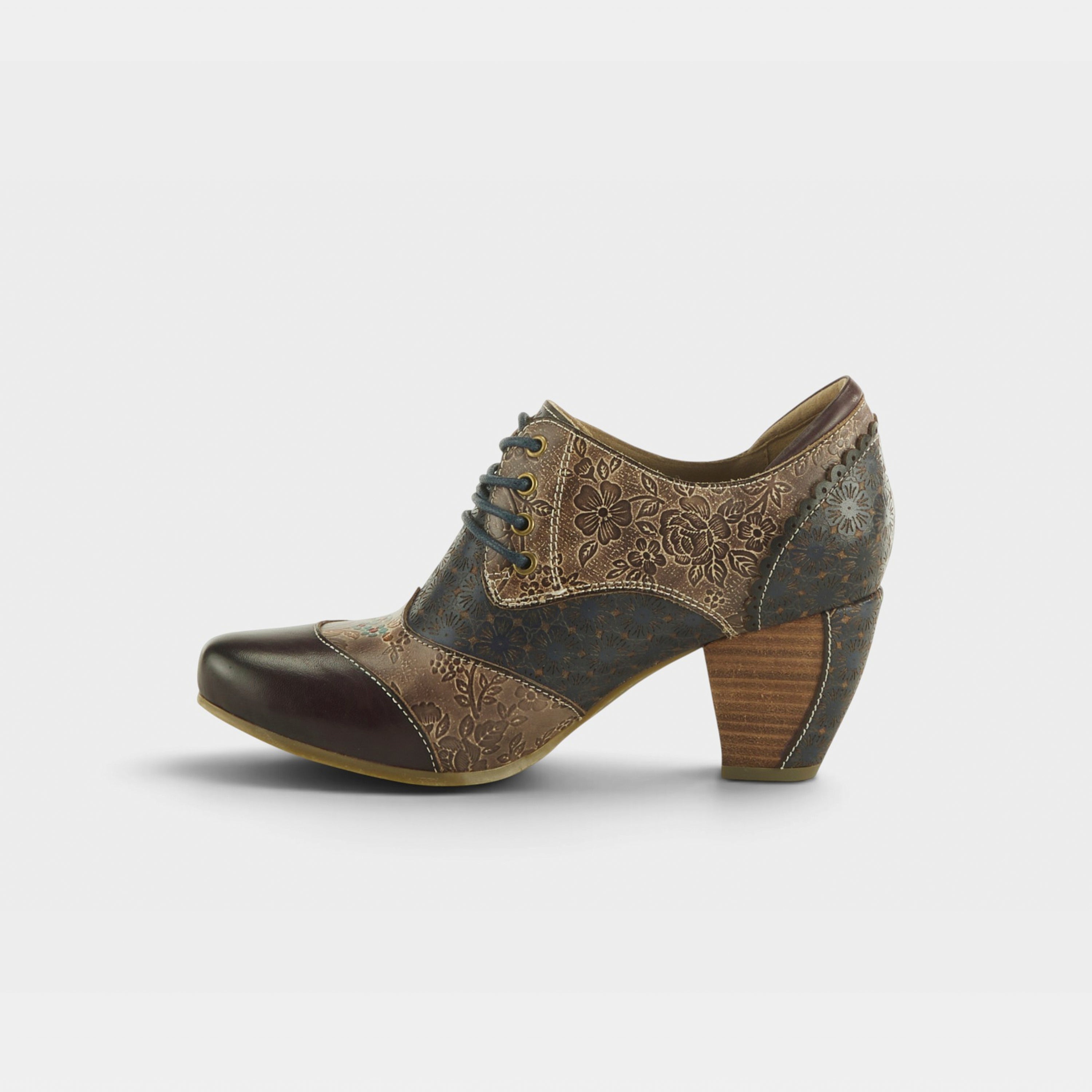 L'Artiste Adelvice-Fleur shoes in Dark Plum Multi, side view