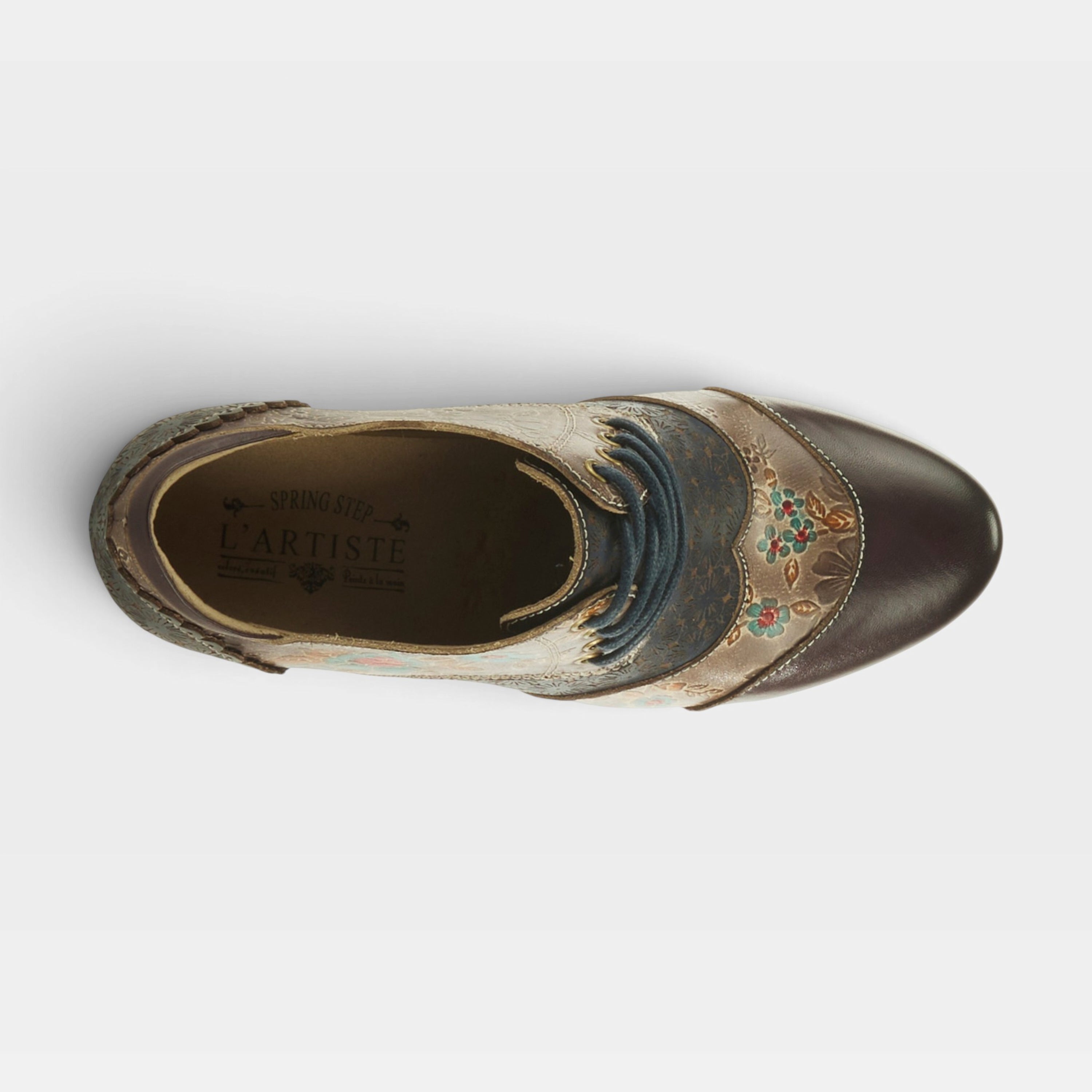 L'Artiste Adelvice-Fleur shoes in Dark Plum Multi, top view
