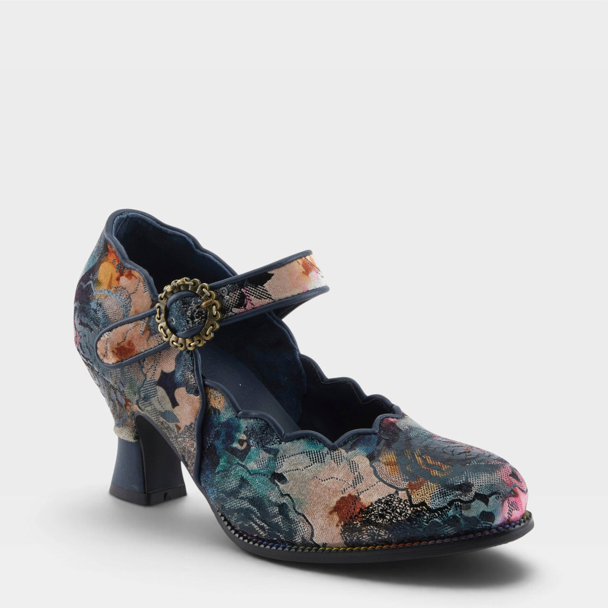 L'Artiste Adodora-Prit shoes in Navy Multi, front view