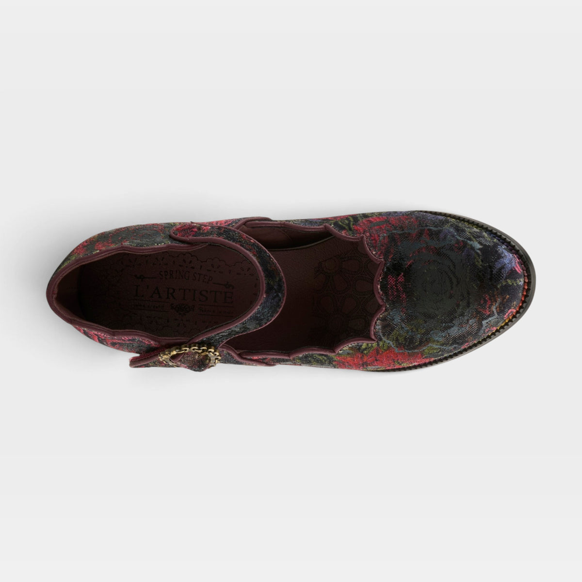 L'Artiste Adodora-Prit shoes in Plum Multi, top view