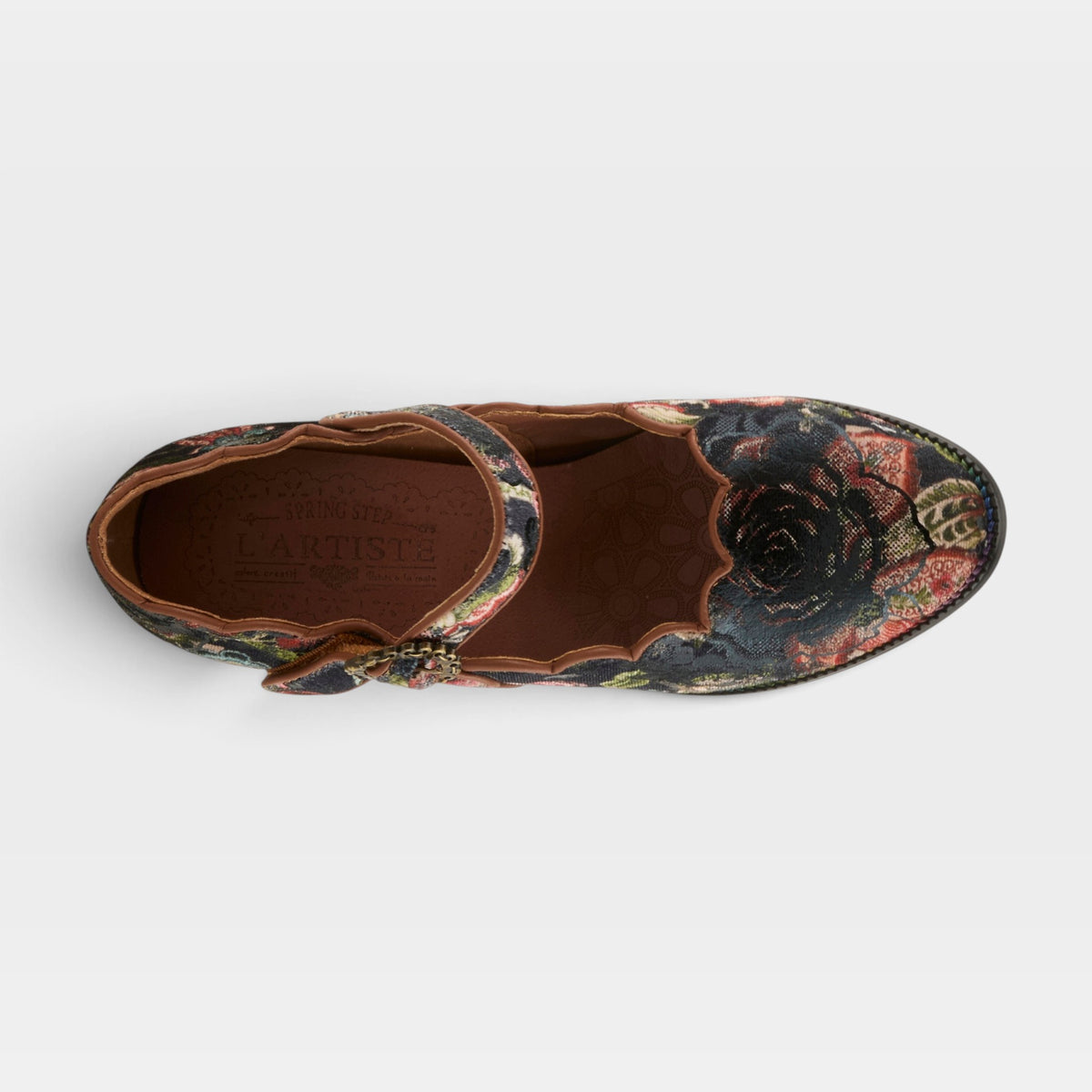 L'Artiste Adodora-Prit shoes in Tan Multi, top view