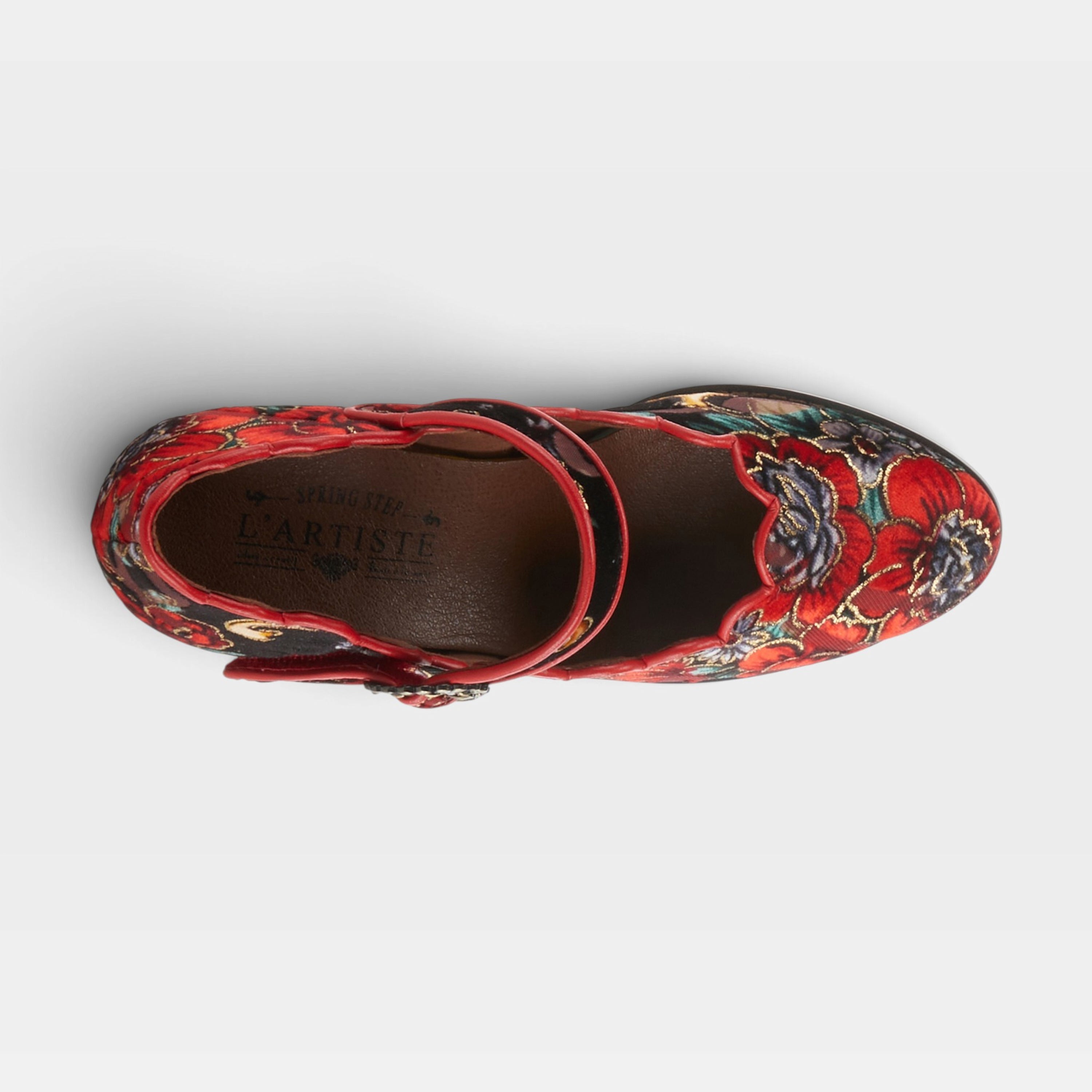 L'Artiste Adodora shoes in Red Multi, top view