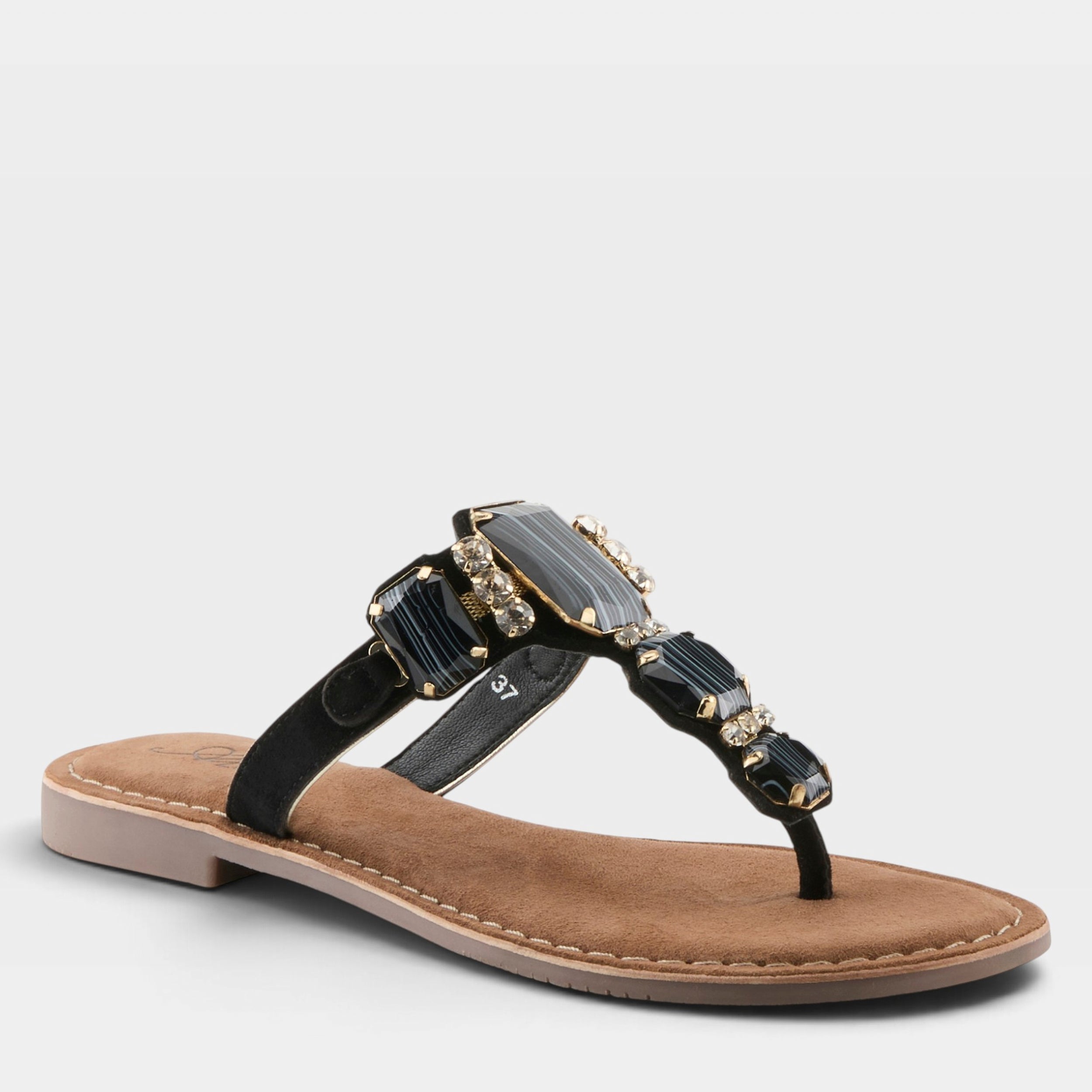 Azura Agates Black Suede Sandal
