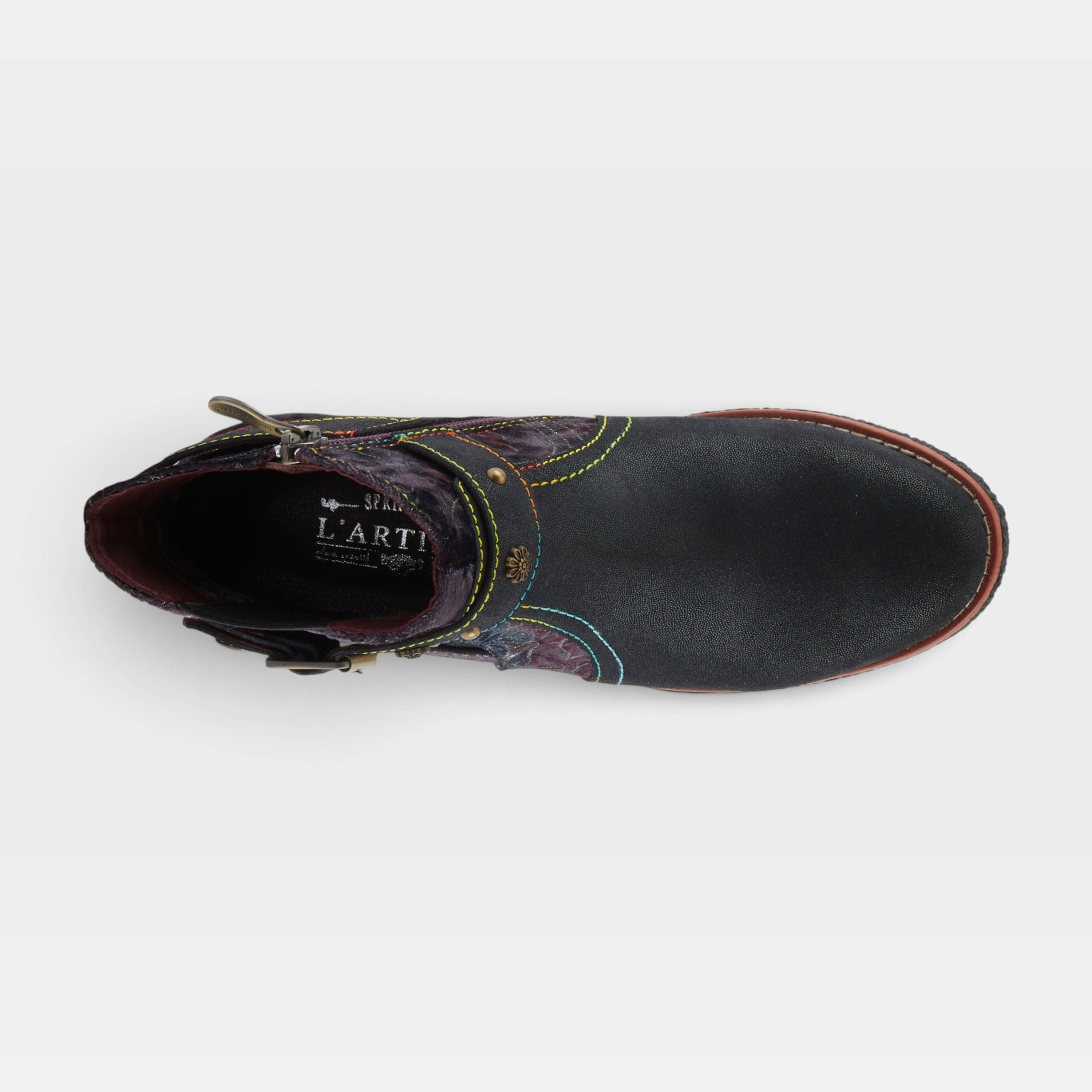 L'Artiste Airies boots in Black Metallic, top view