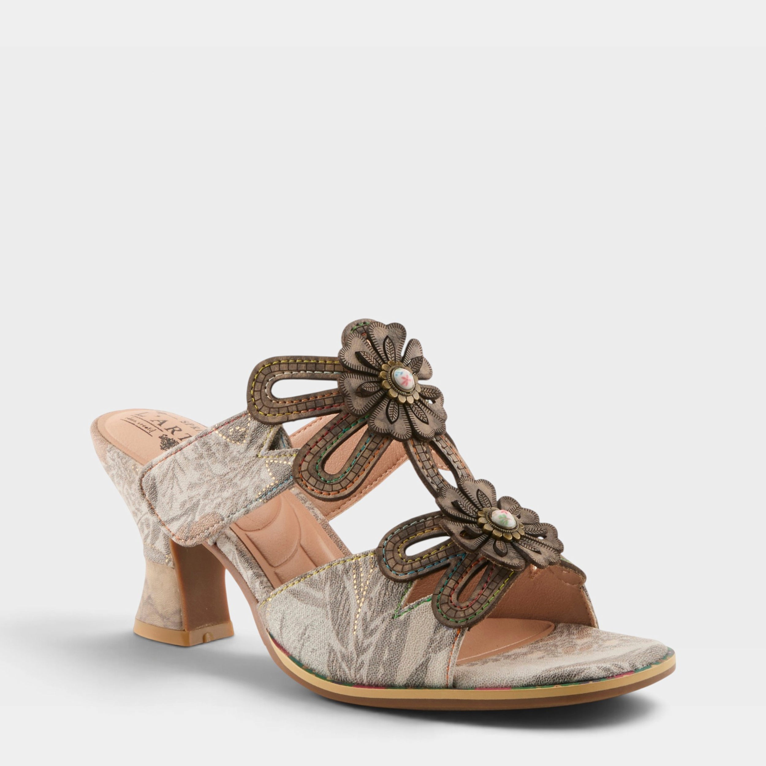 L'Artiste Alania Garden sandals in Grey Multi, front view
