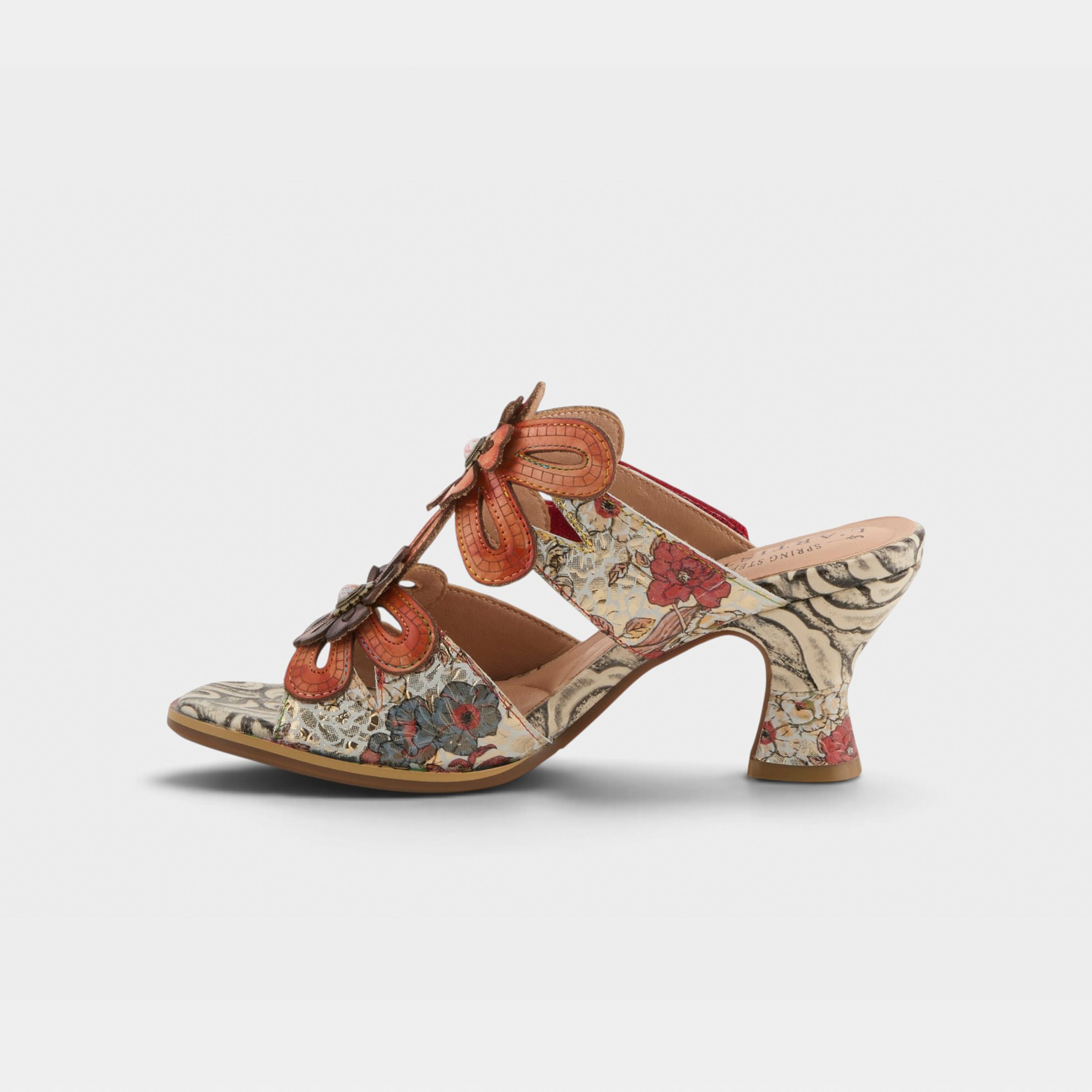 L'Artiste Alania sandals in Orange Multi, side view