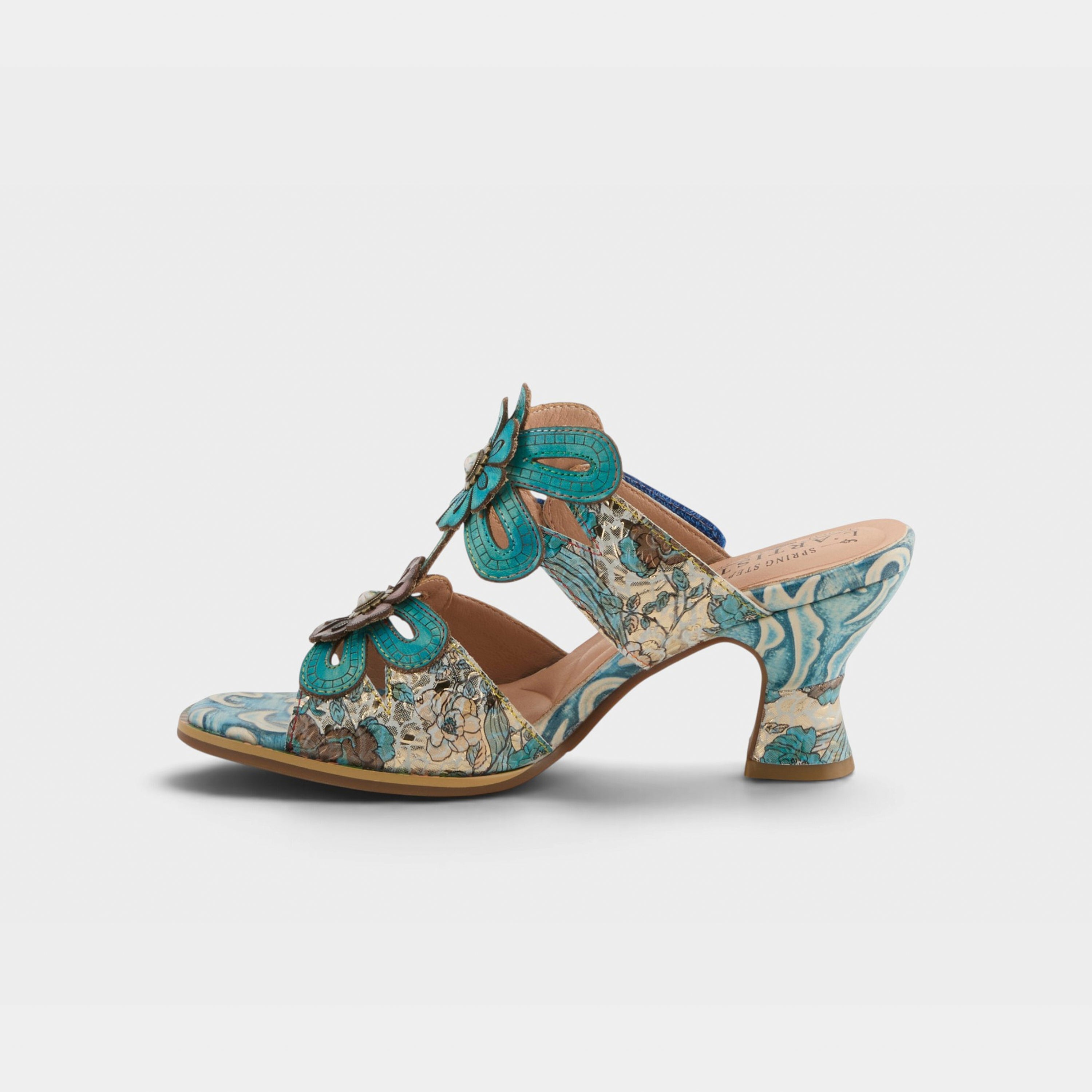 L'Artiste Alania sandals in Turquoise Multi, side view